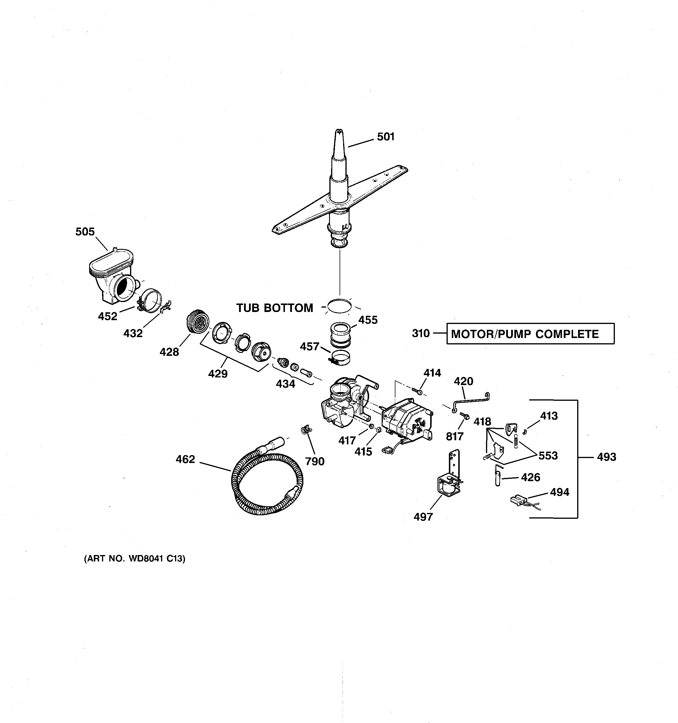 Kenmore 36314387000 motor-pump mechanism diagram