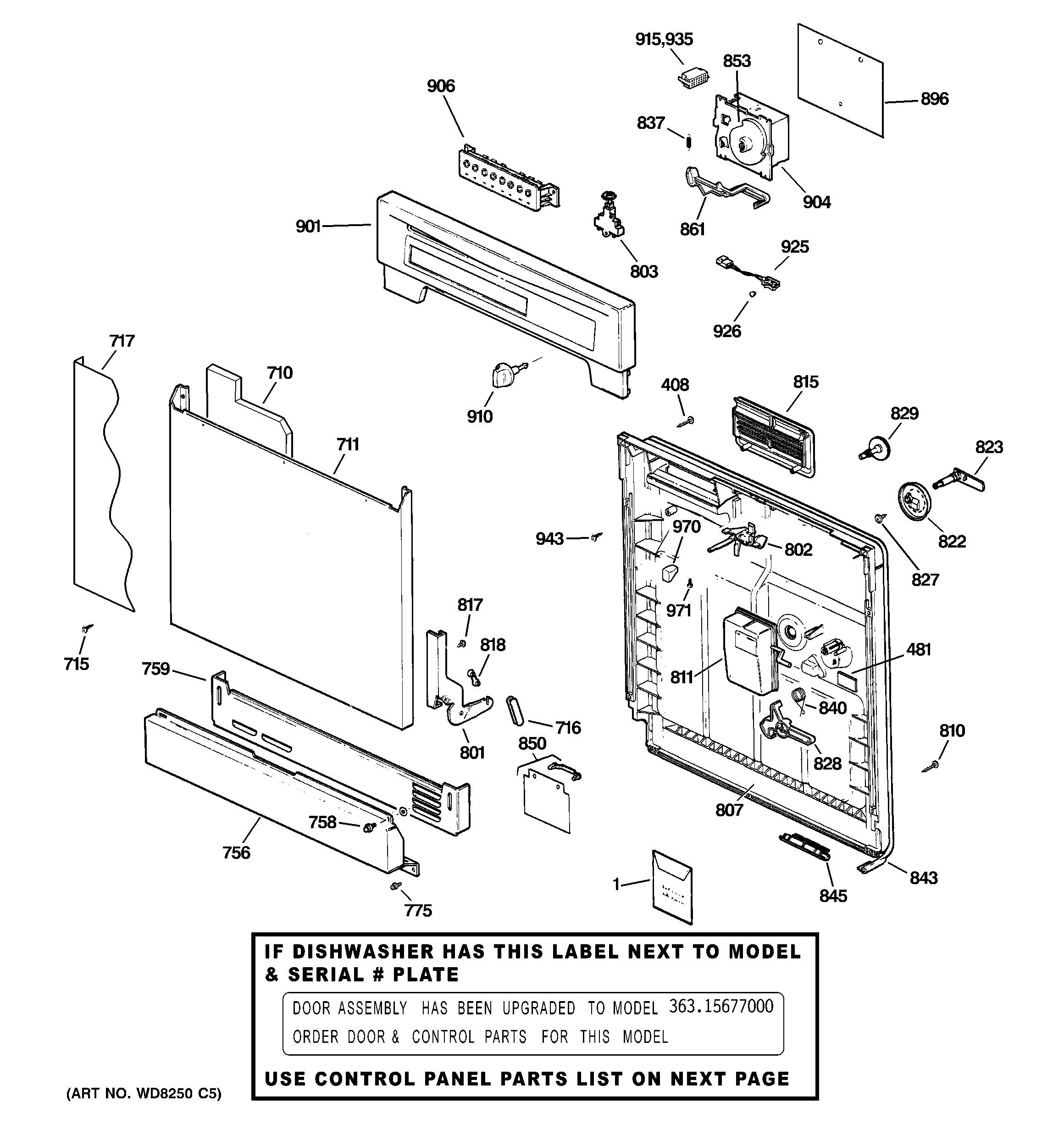 Kenmore 36314577000 escutcheon & door assembly diagram