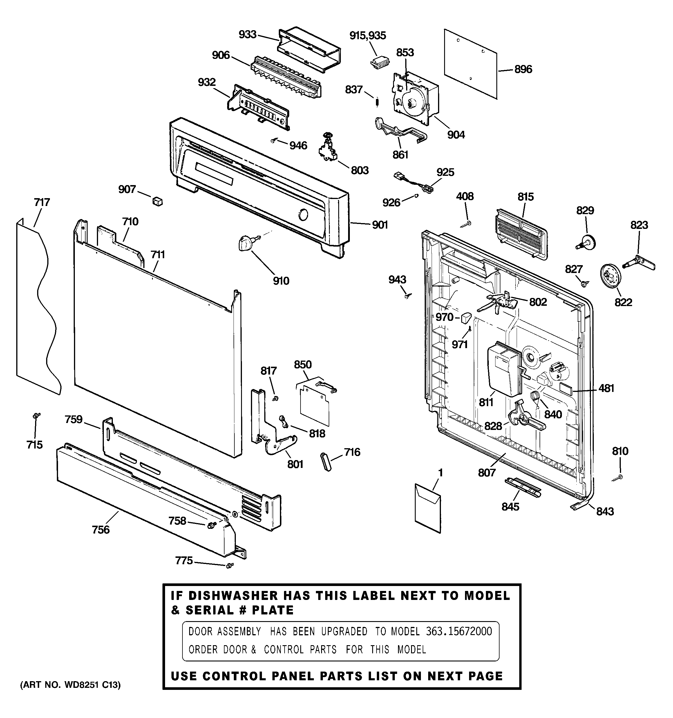 Kenmore 36315482000 escutcheon & door assembly diagram