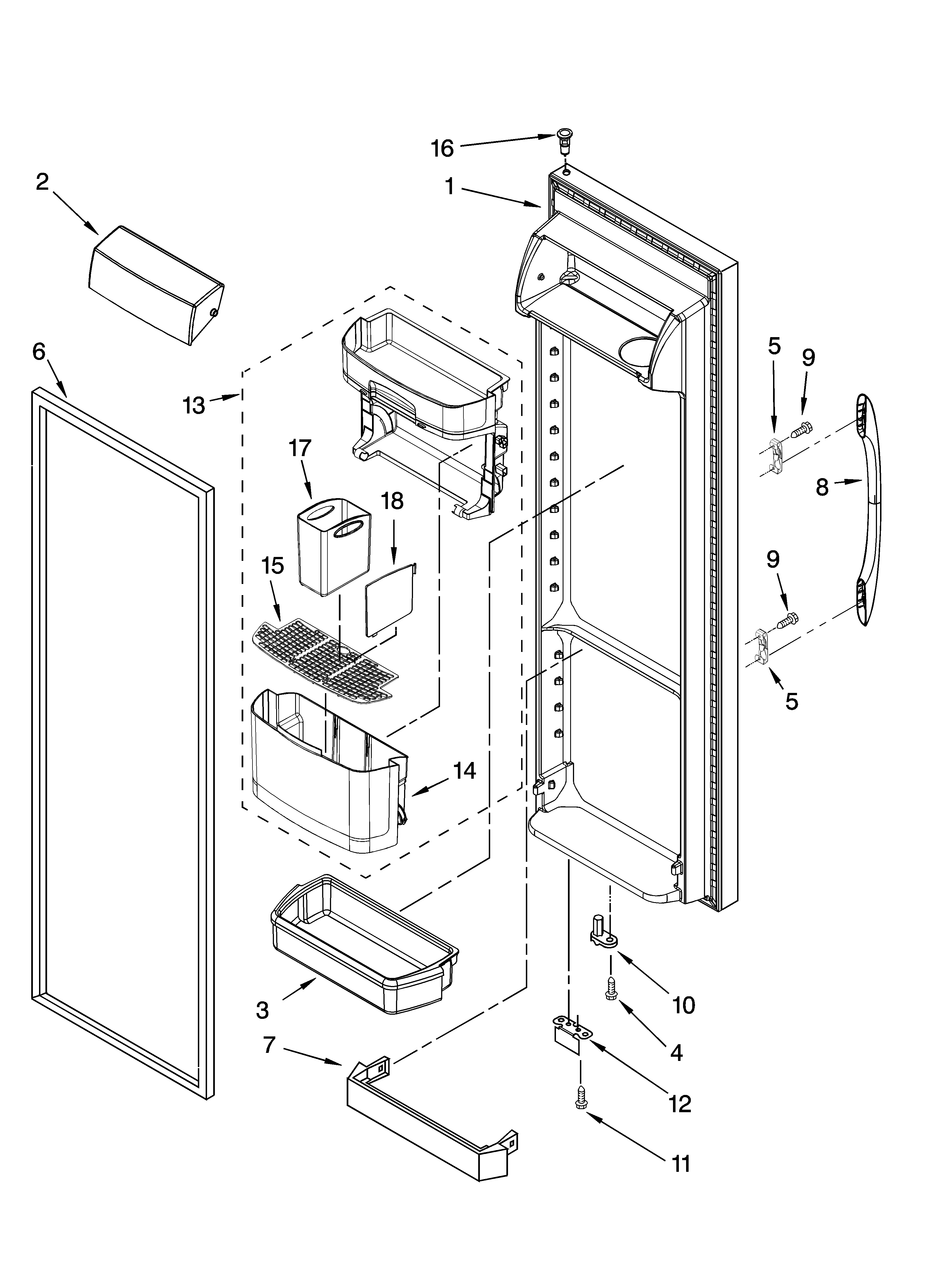 Kenmore 10656999602 refrigerator door parts diagram
