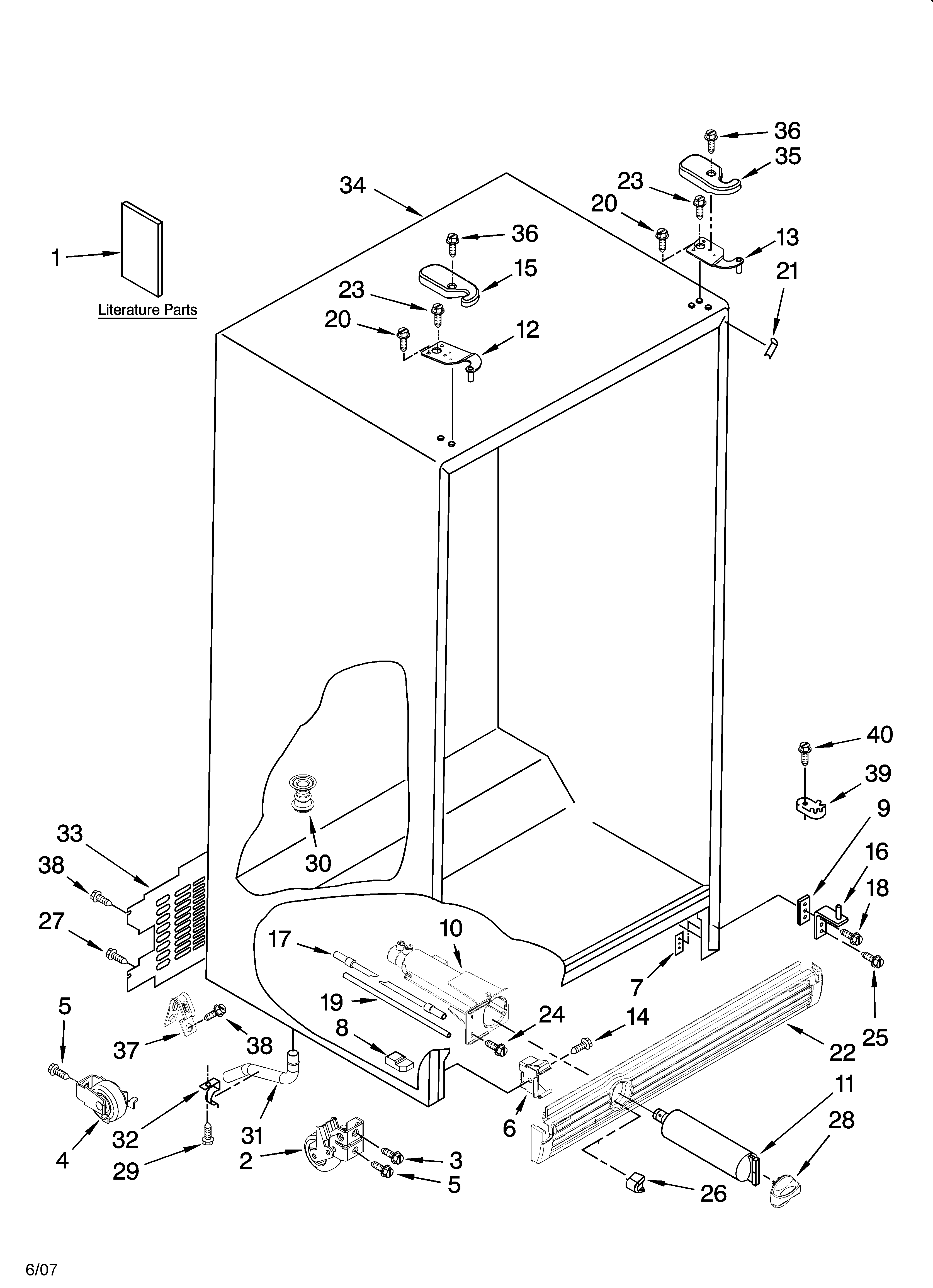 Kenmore 10658534700 cabinet parts diagram