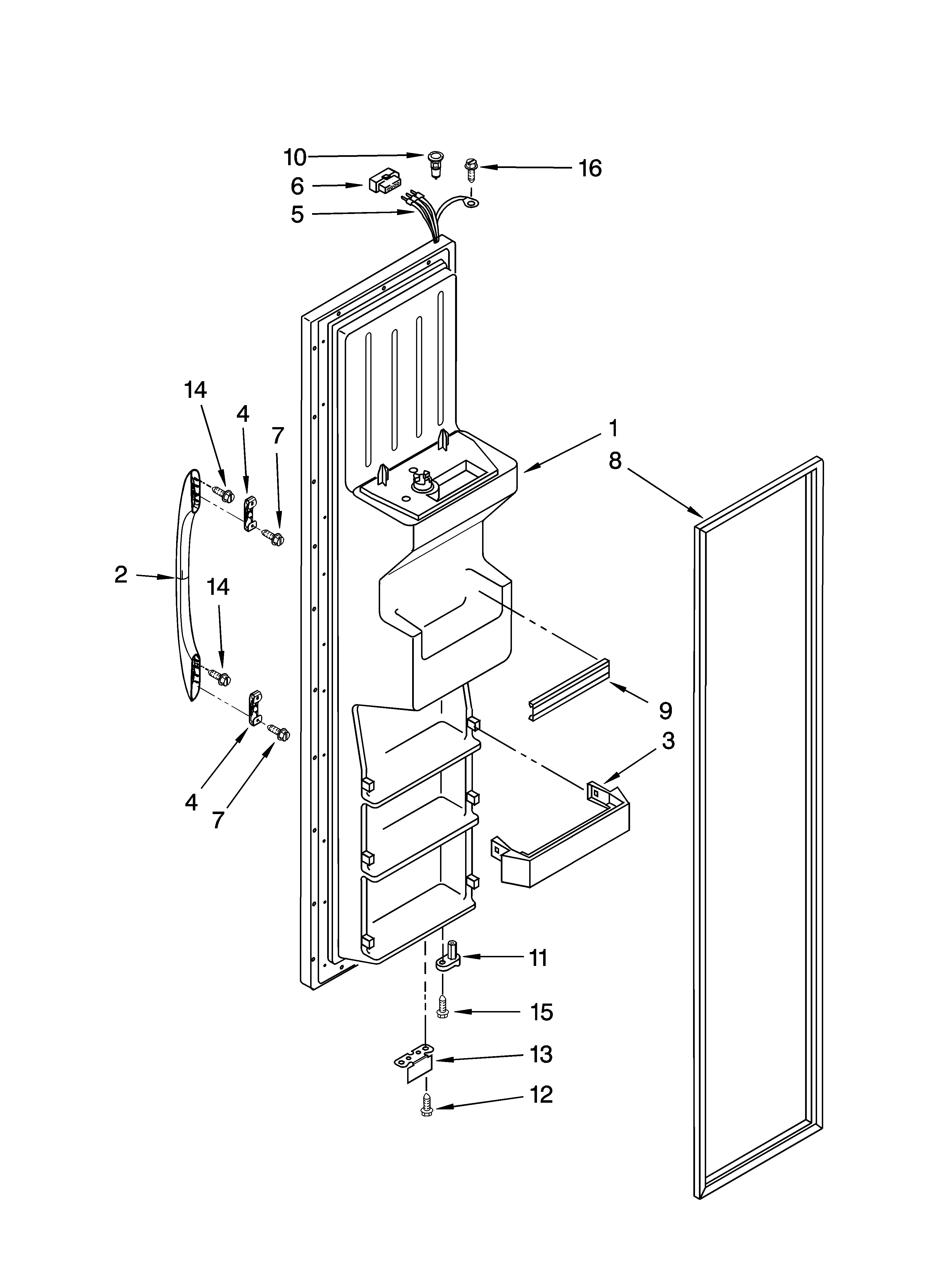 Kenmore 10656532400 freezer door parts diagram