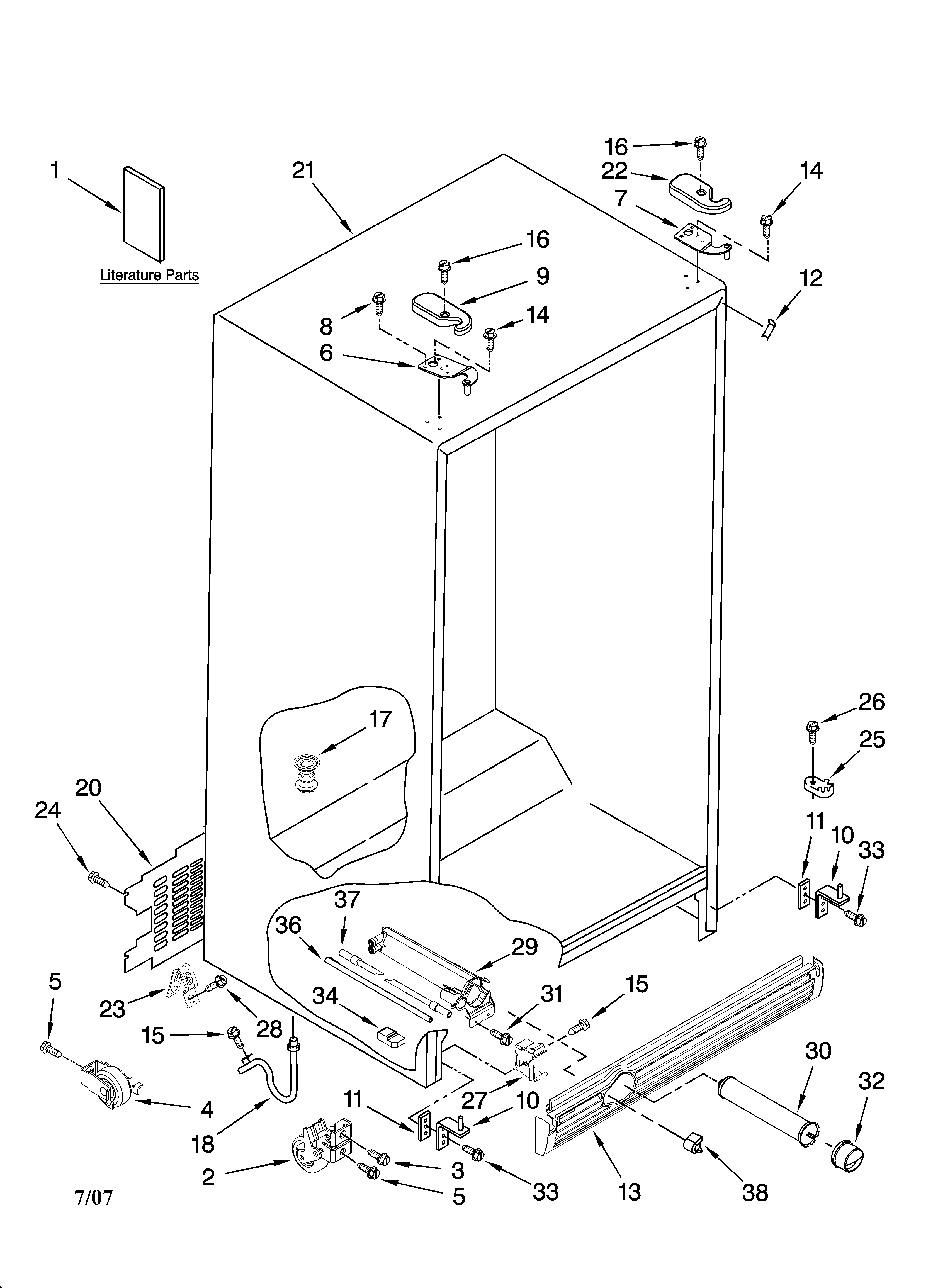 Kenmore 10656736604 cabinet parts diagram