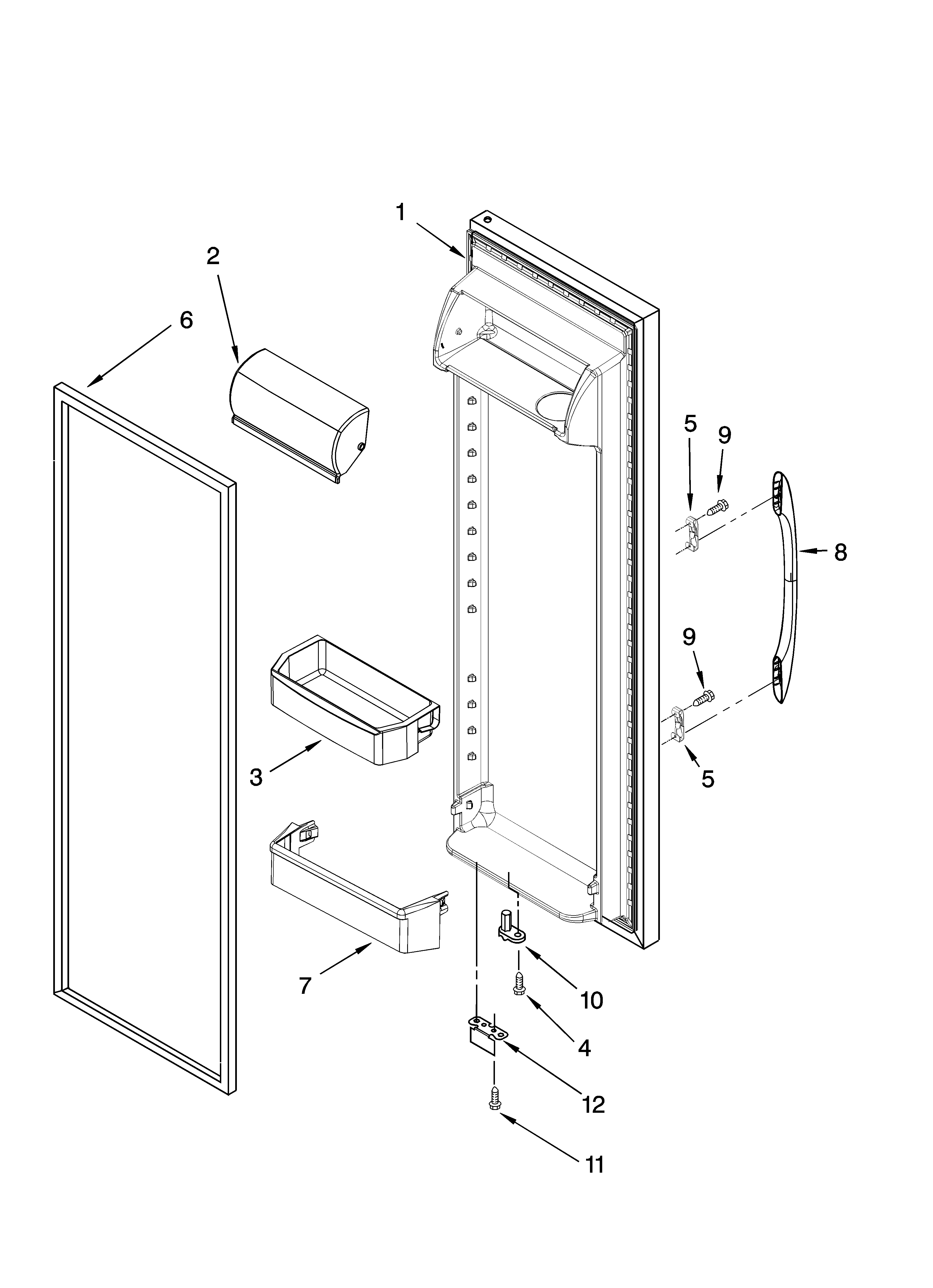 Kenmore 10656872602 refrigerator door parts diagram