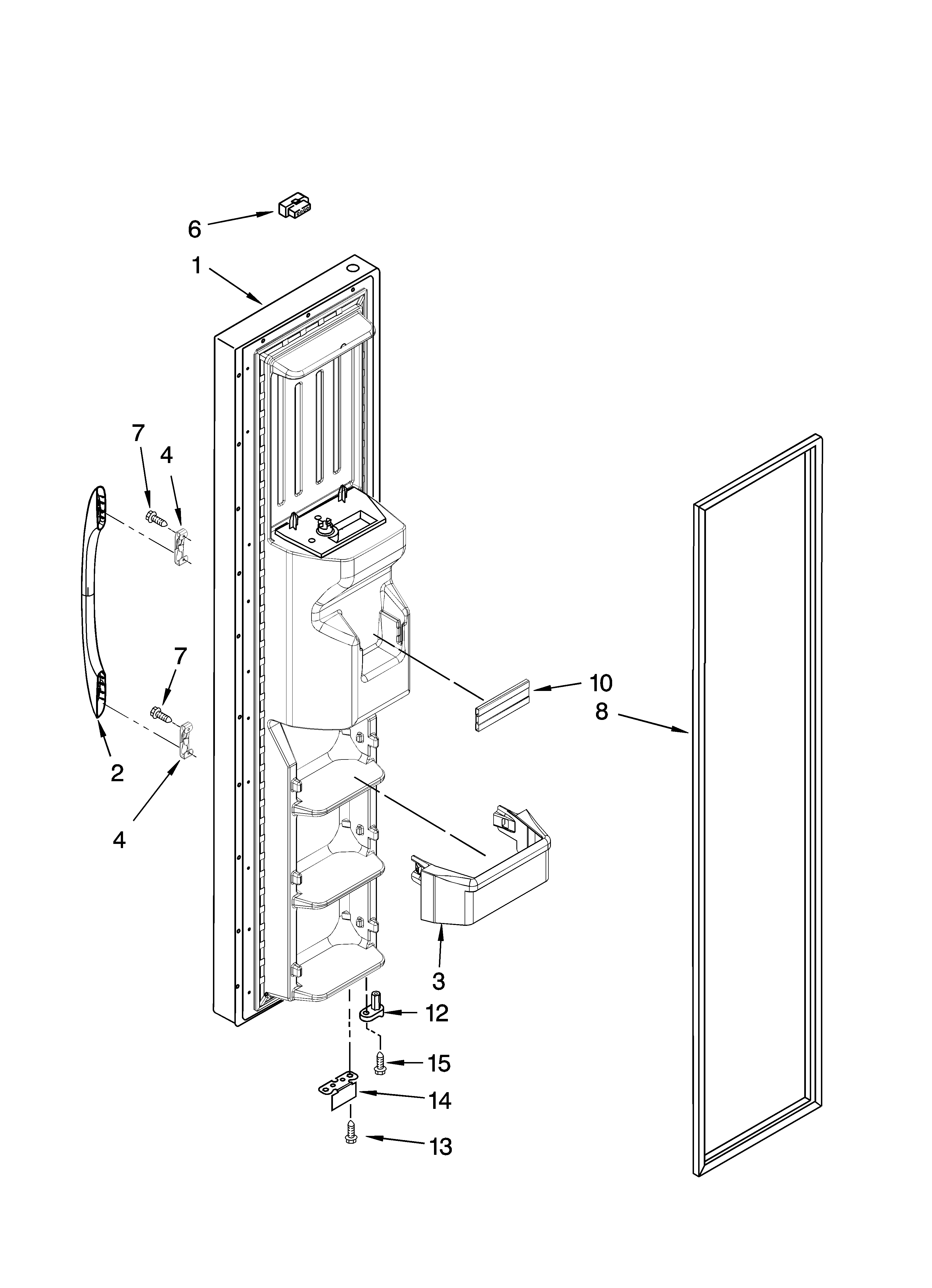 Kenmore 10656872602 freezer door parts diagram