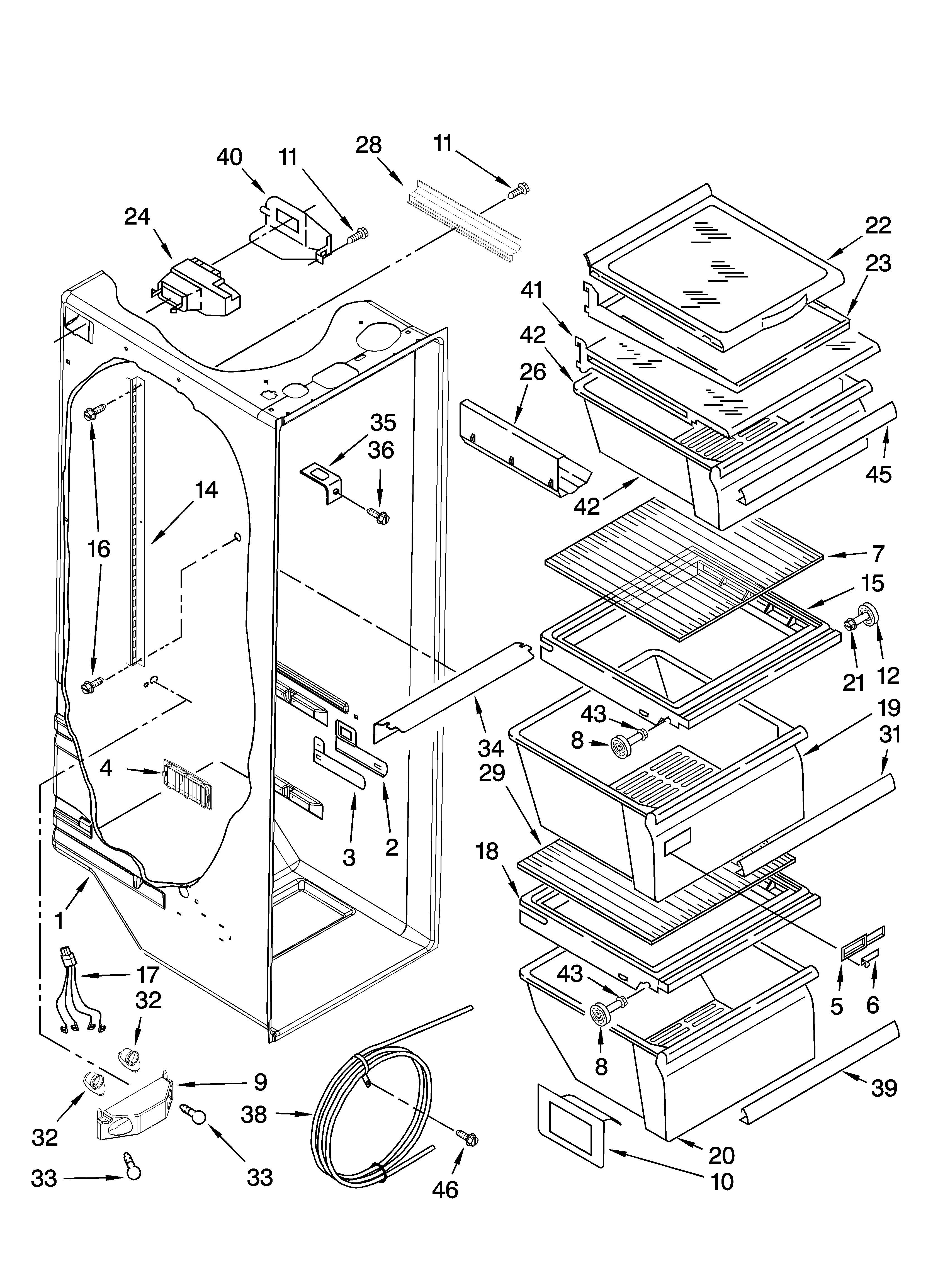 Kenmore 10656992603 refrigerator liner parts diagram