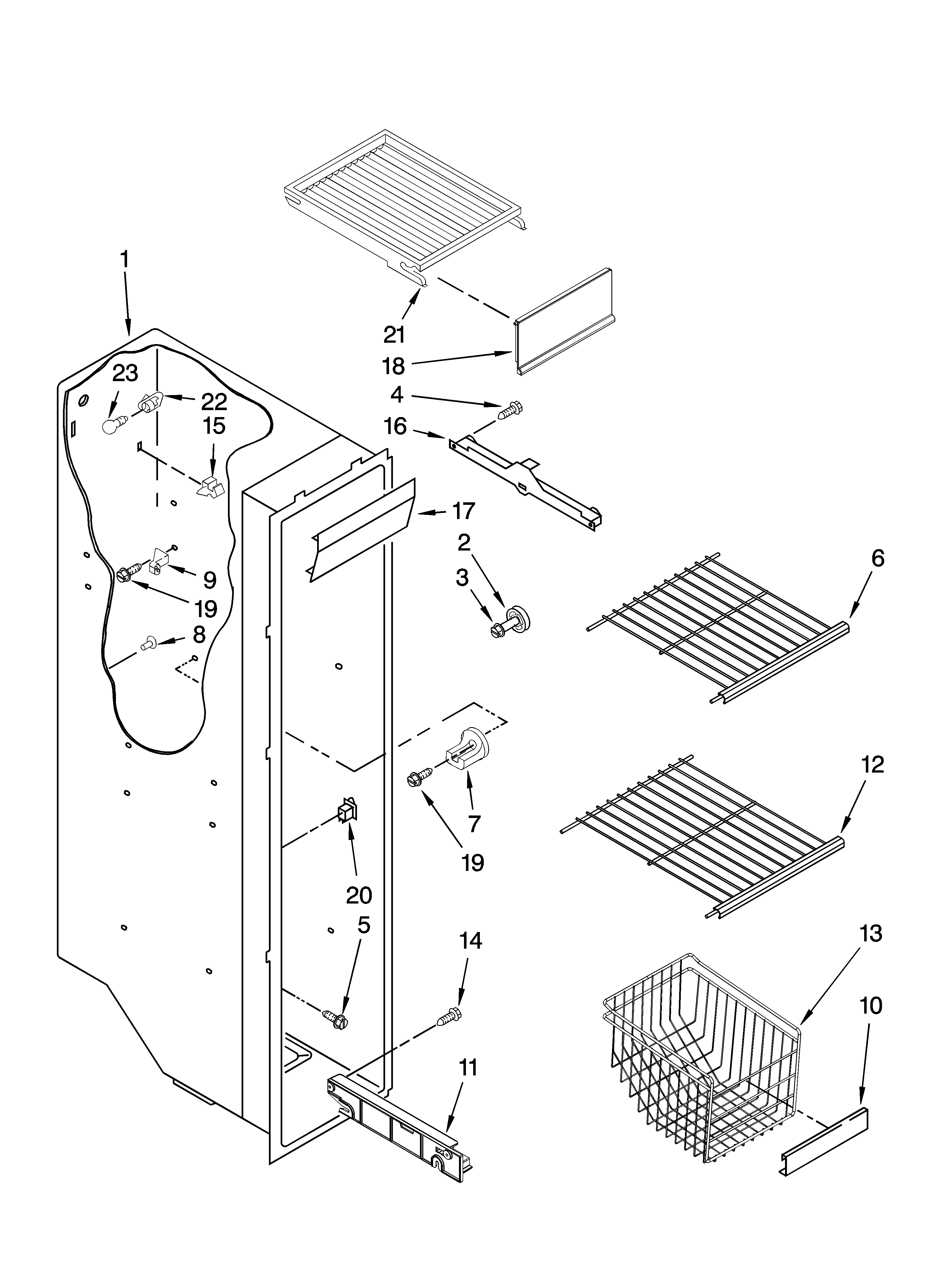 Kenmore 10656992603 freezer liner parts diagram