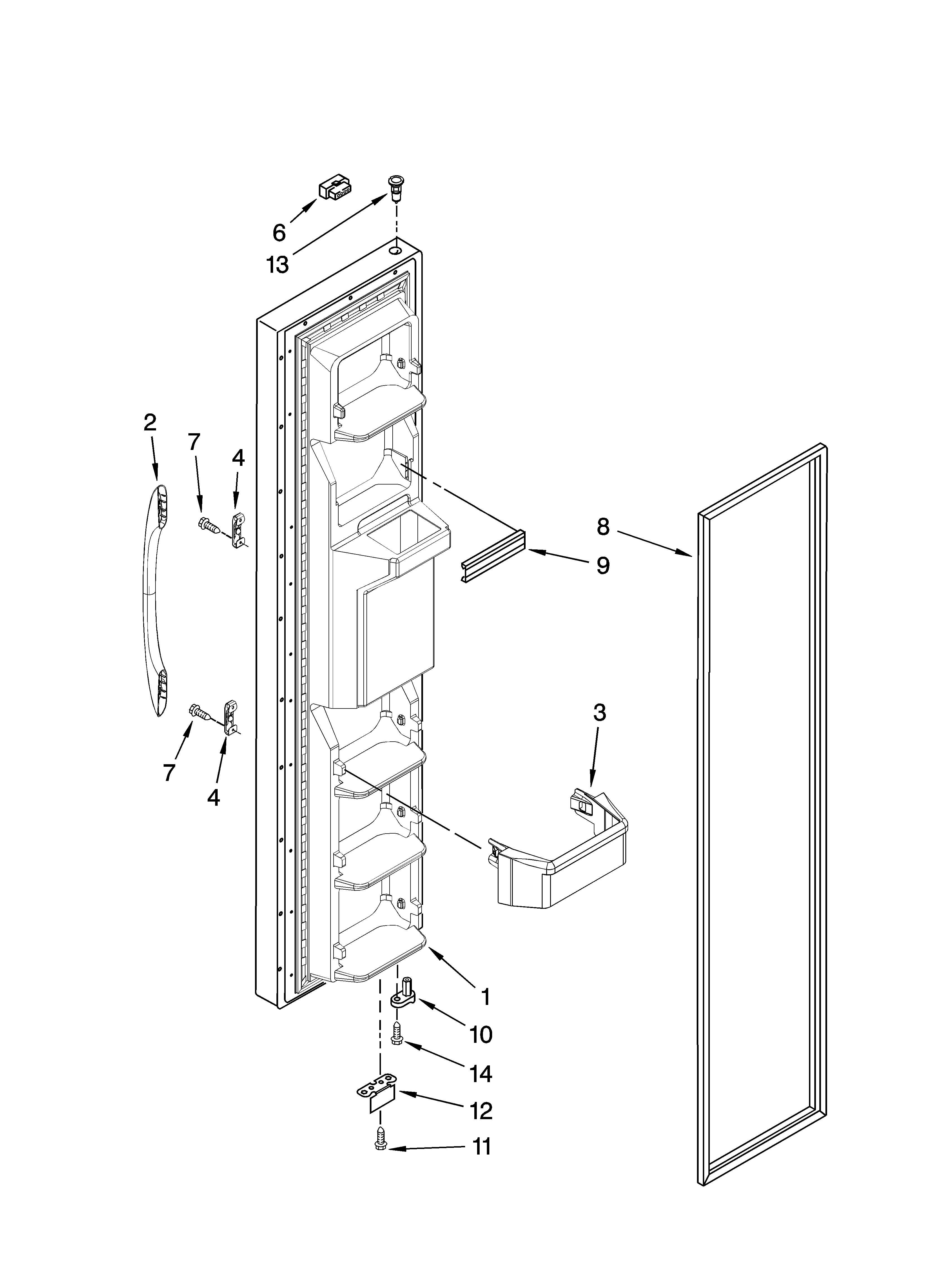 Kenmore 10656992603 freezer door parts diagram
