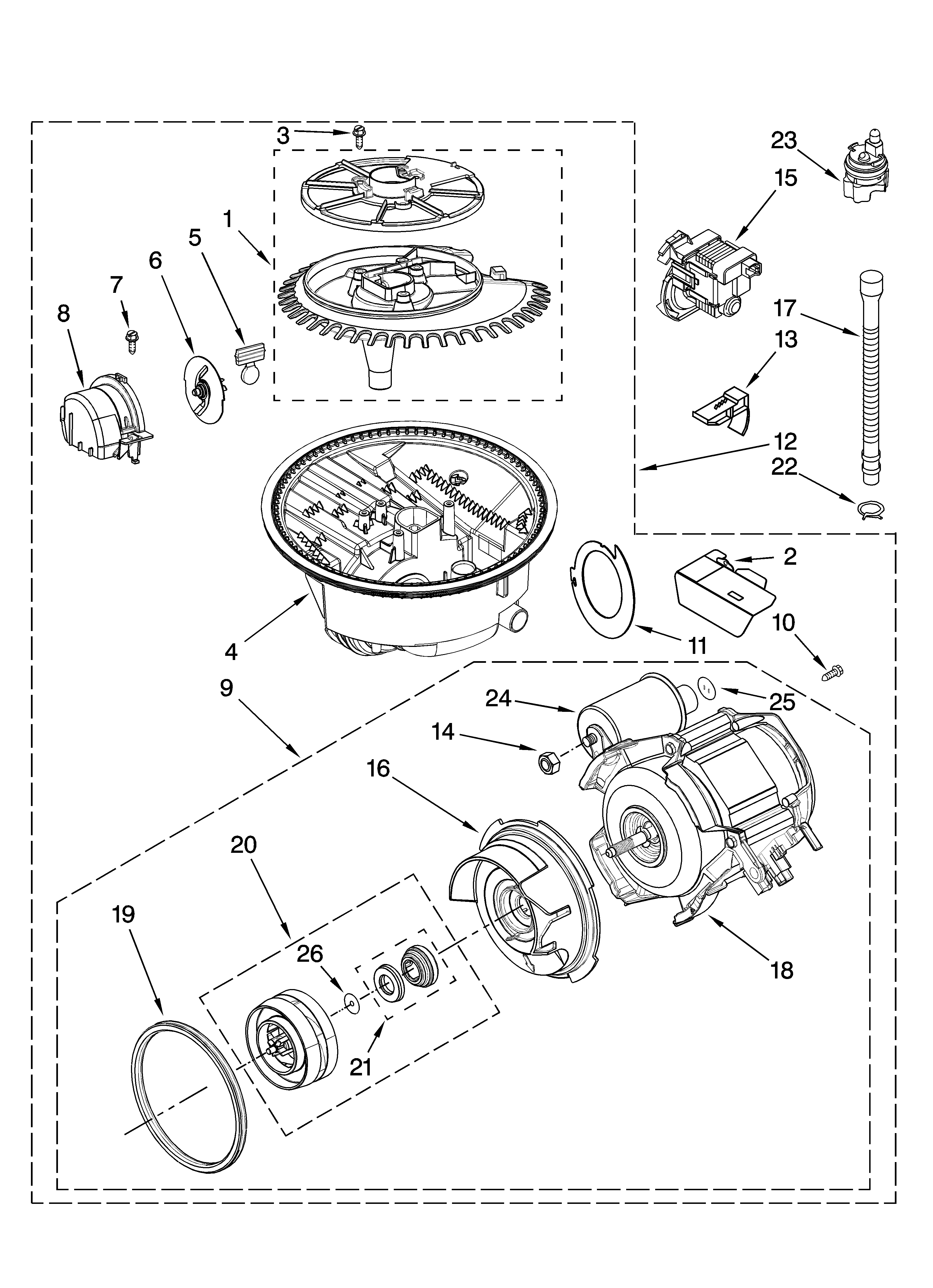 Kenmore Elite 66513119K700 pump and motor parts diagram