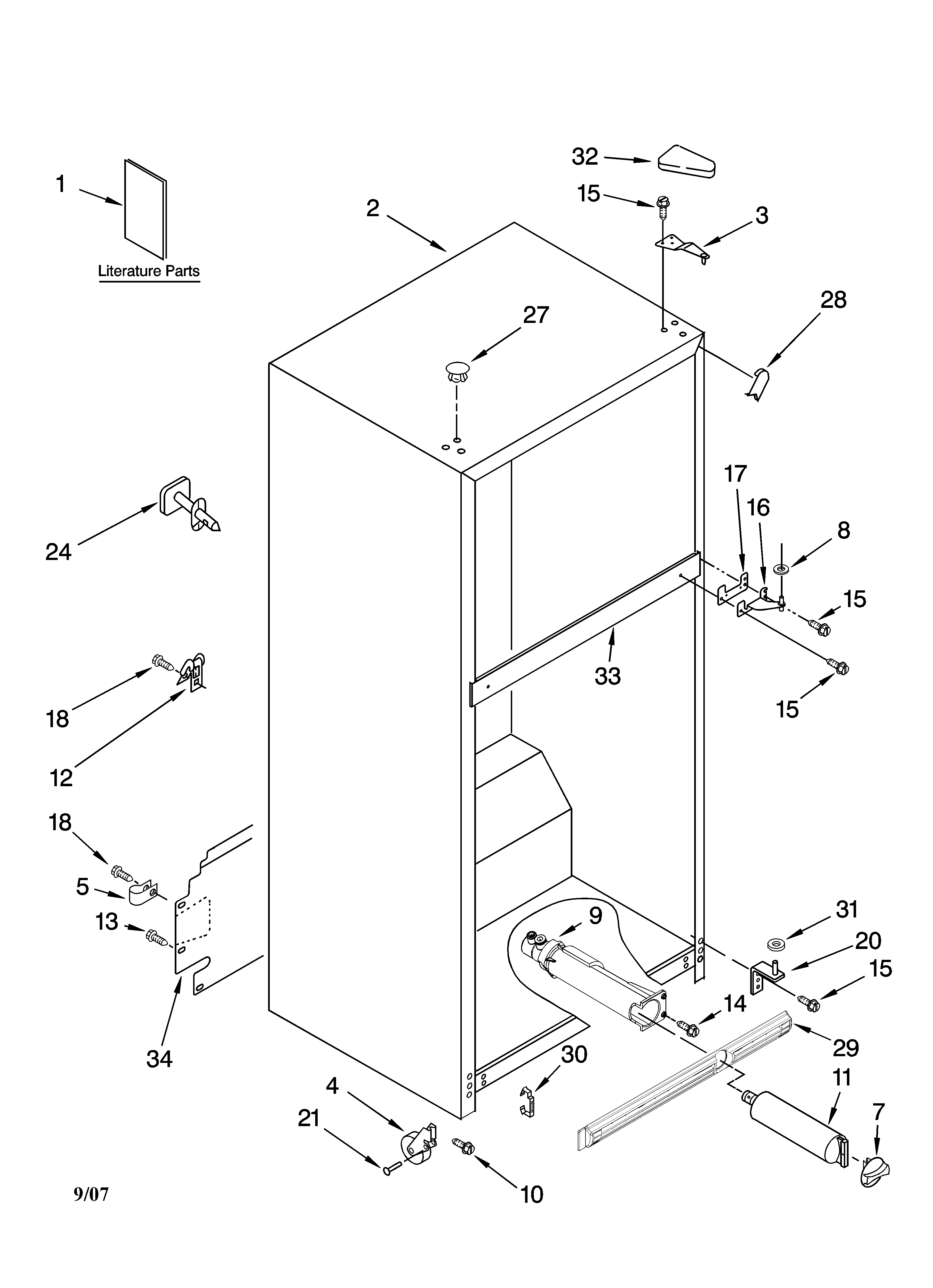 Kenmore 10677229700 cabinet parts diagram