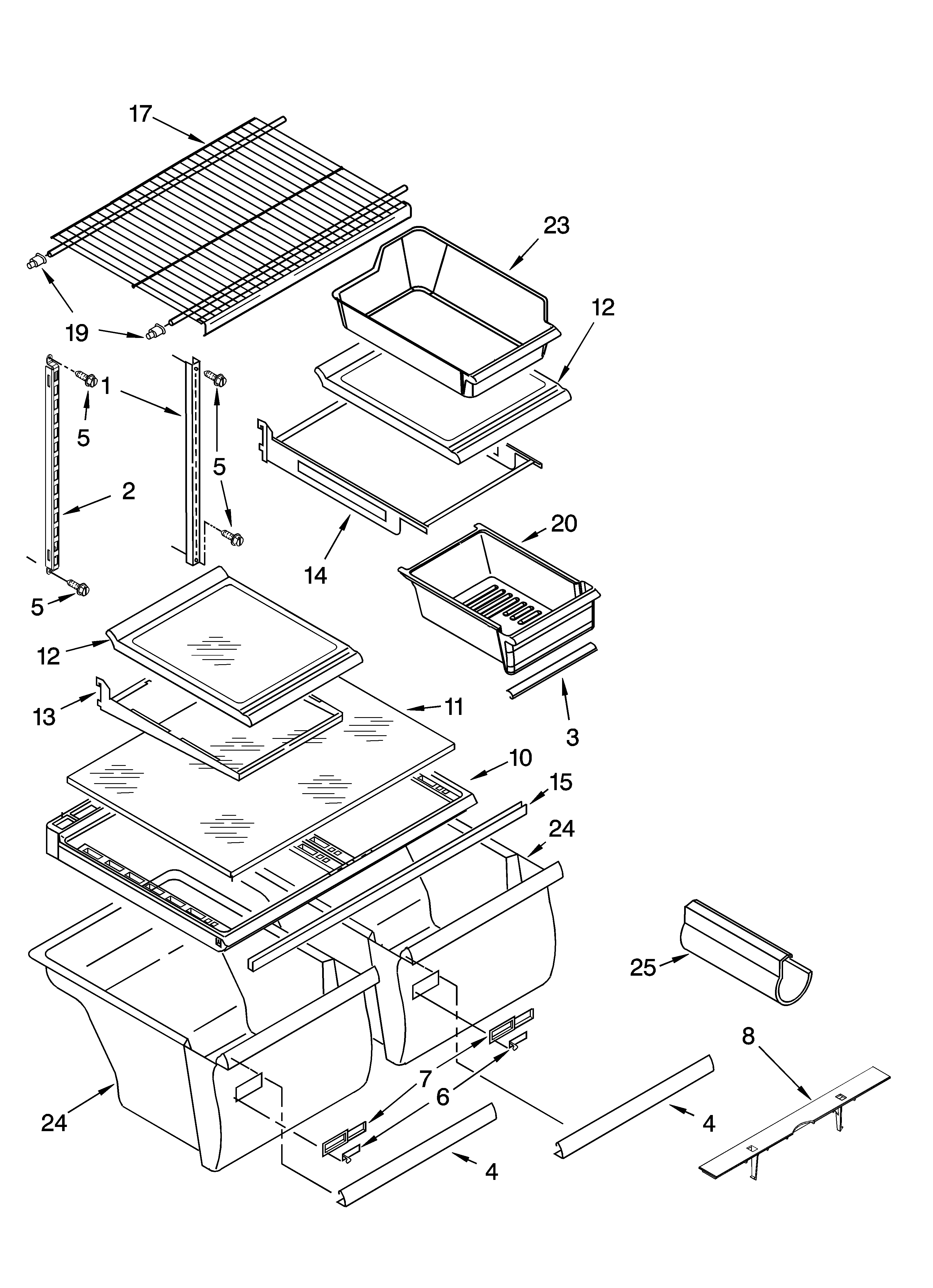 Kenmore 10677229700 shelf parts diagram