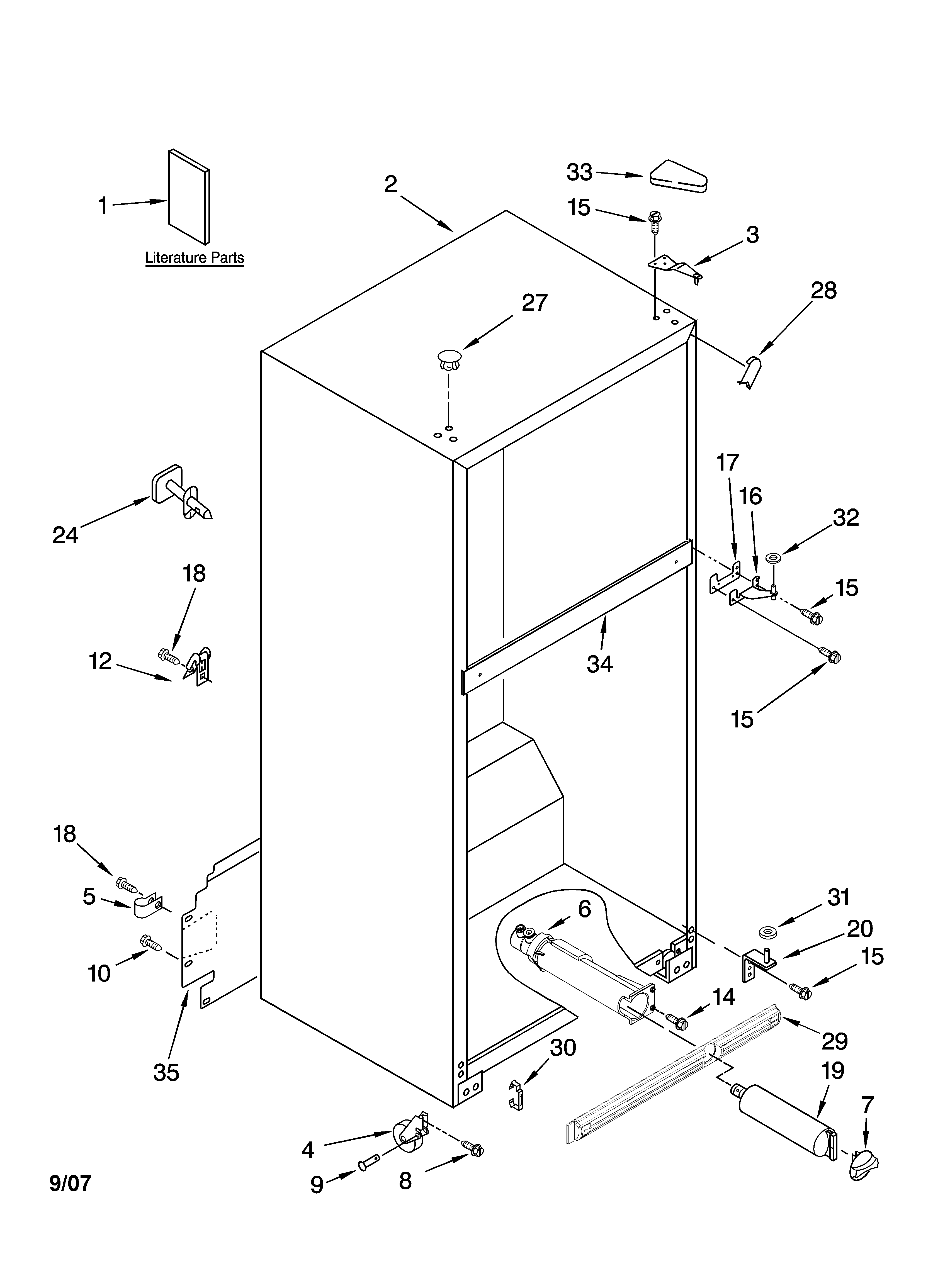 Kenmore 10677933700 cabinet parts diagram