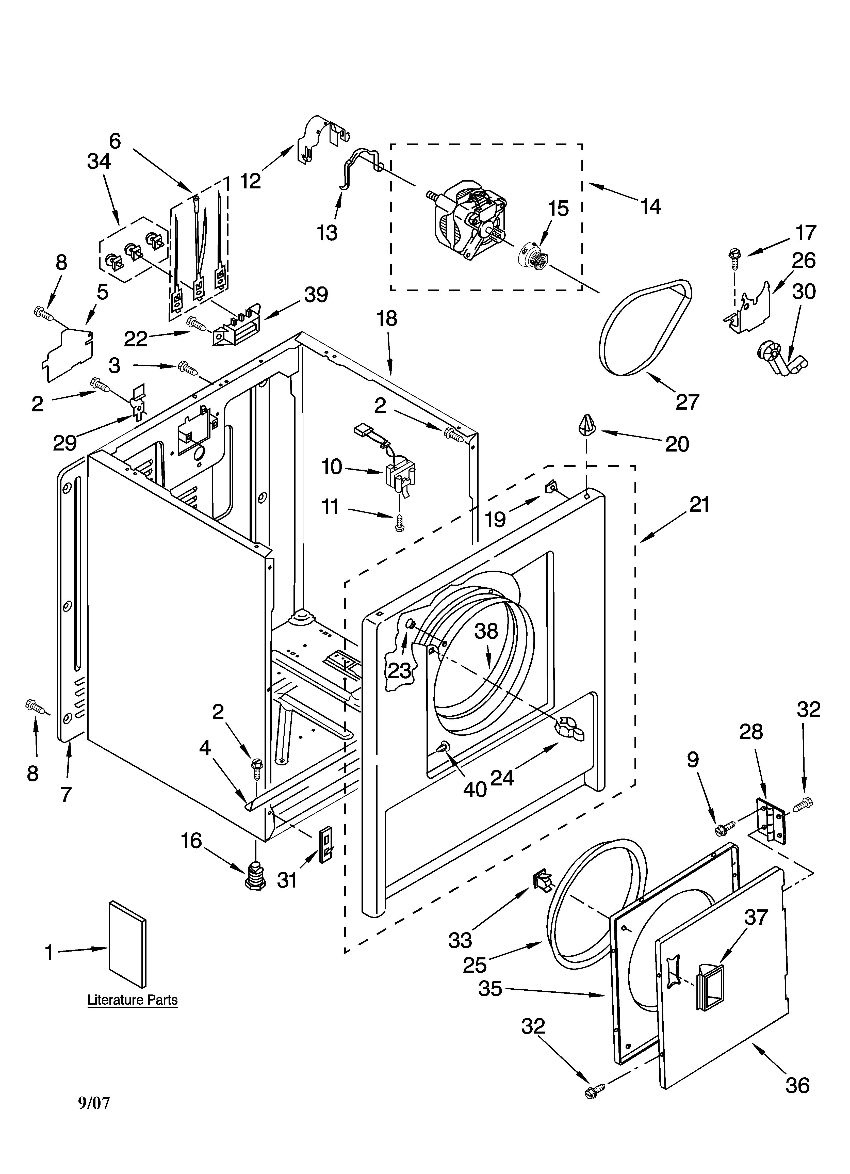 Kenmore 11068332700 cabinet parts diagram