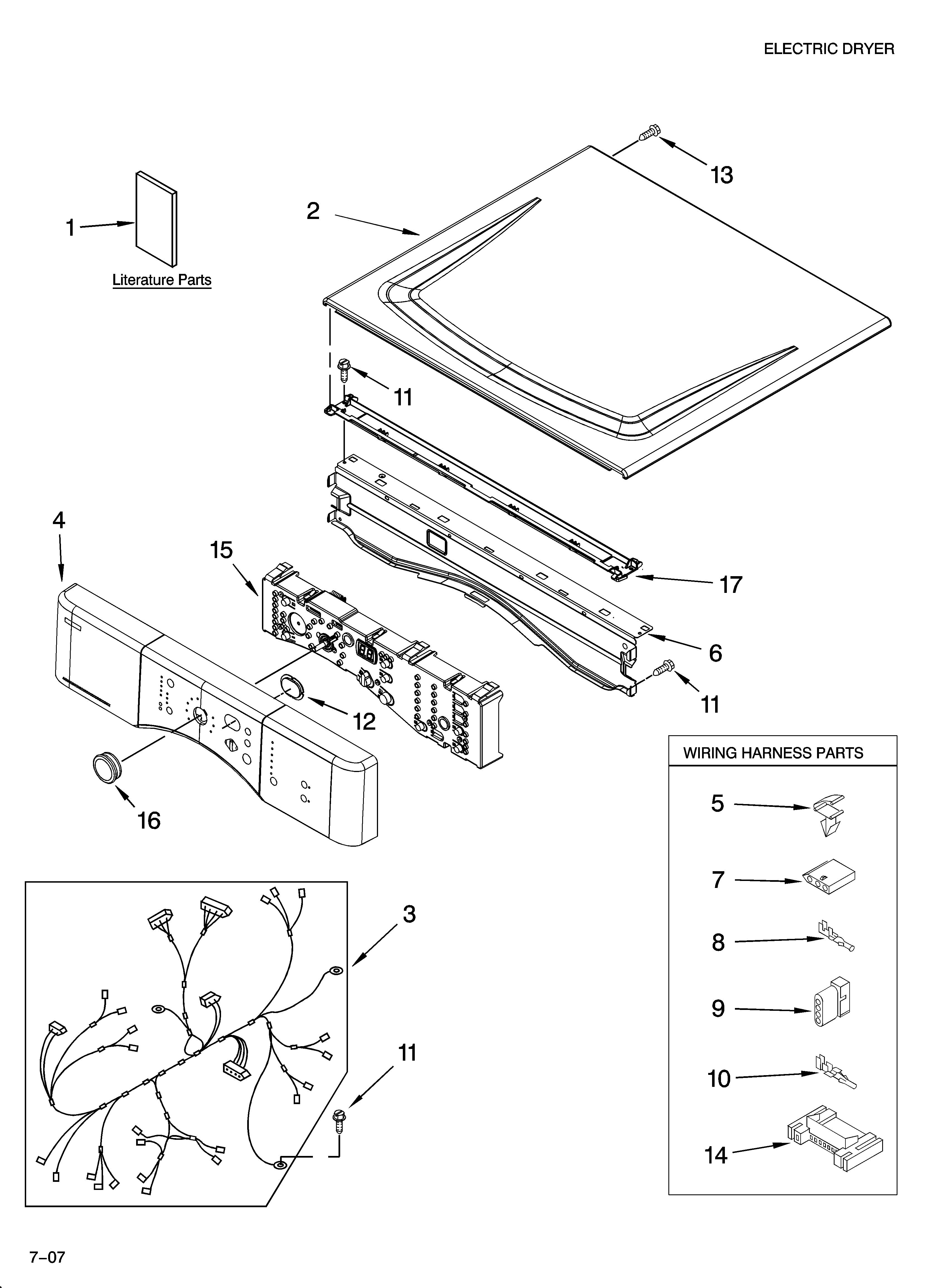 Sears Canada 110C87561601 top and console parts diagram