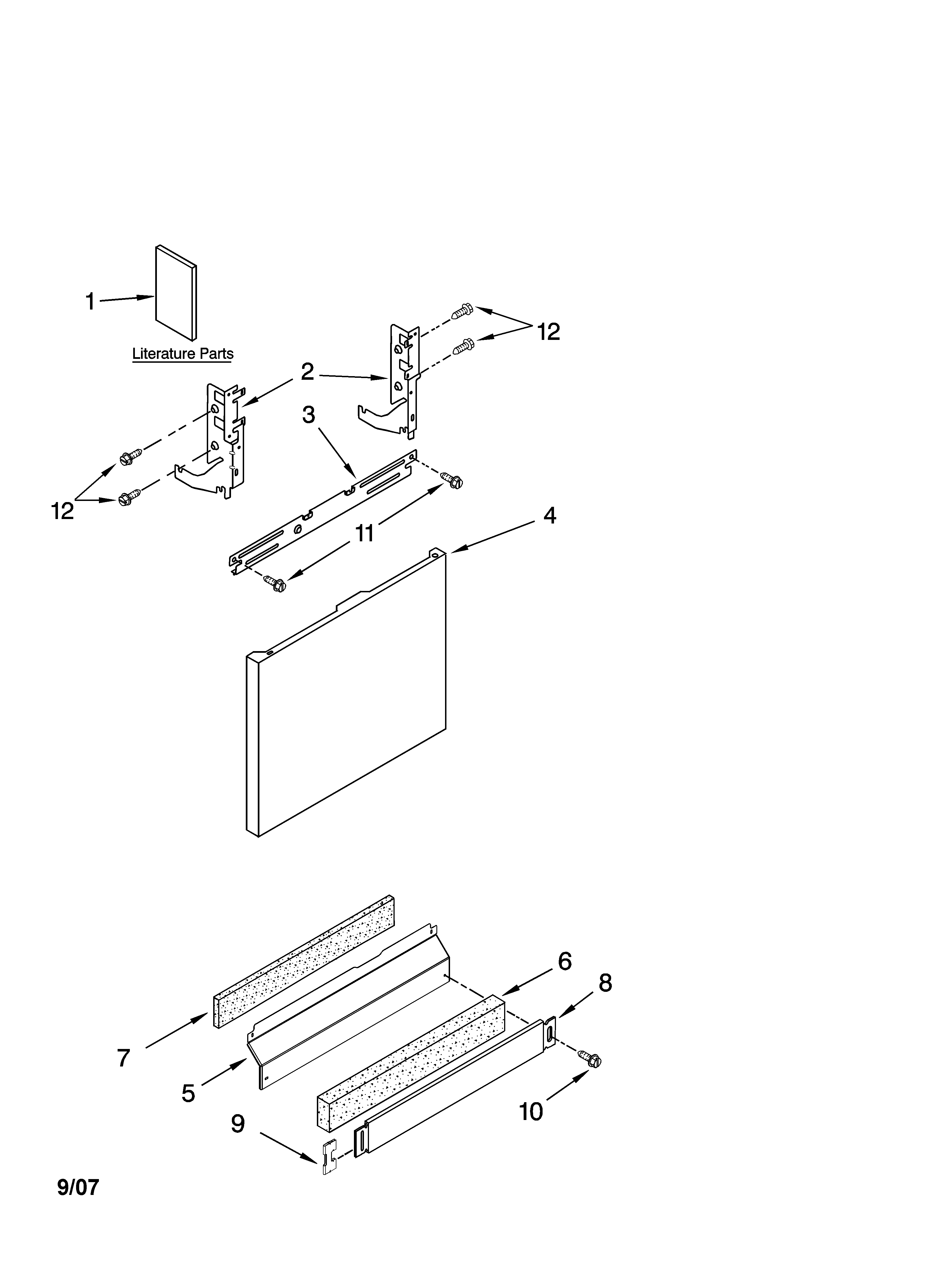 Kenmore Elite 66513752K603 door and panel parts diagram