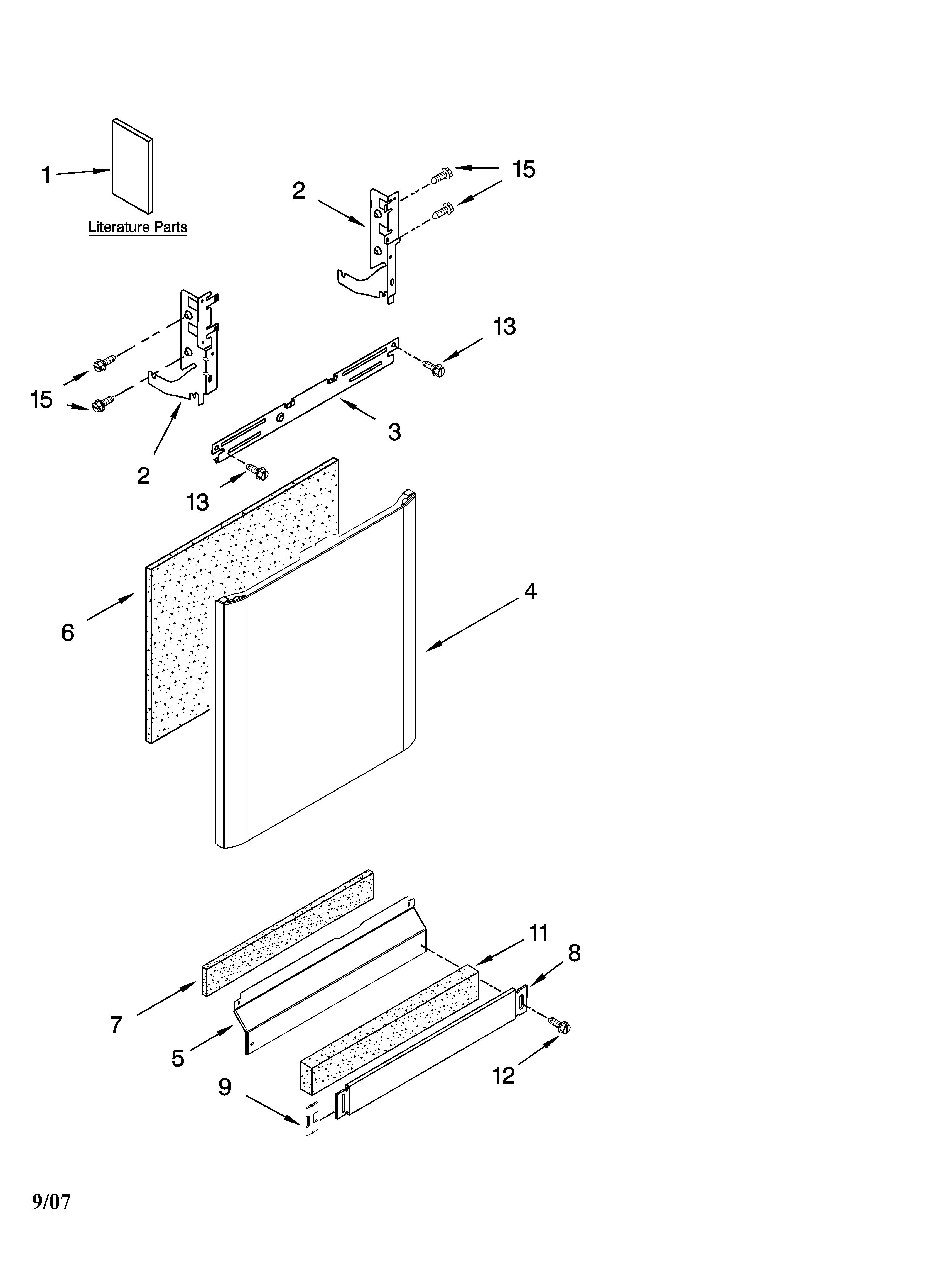Kenmore Elite 66513863K603 door and panel parts diagram