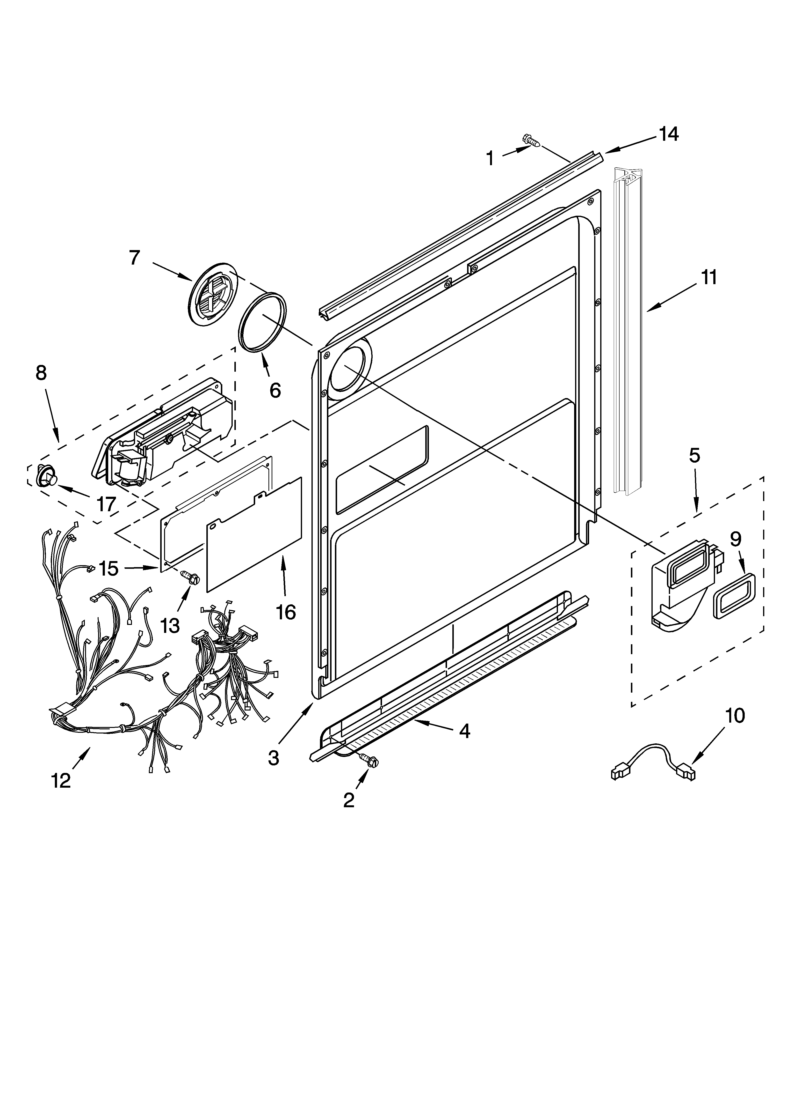 Kenmore Elite 66513863K603 door and latch parts diagram