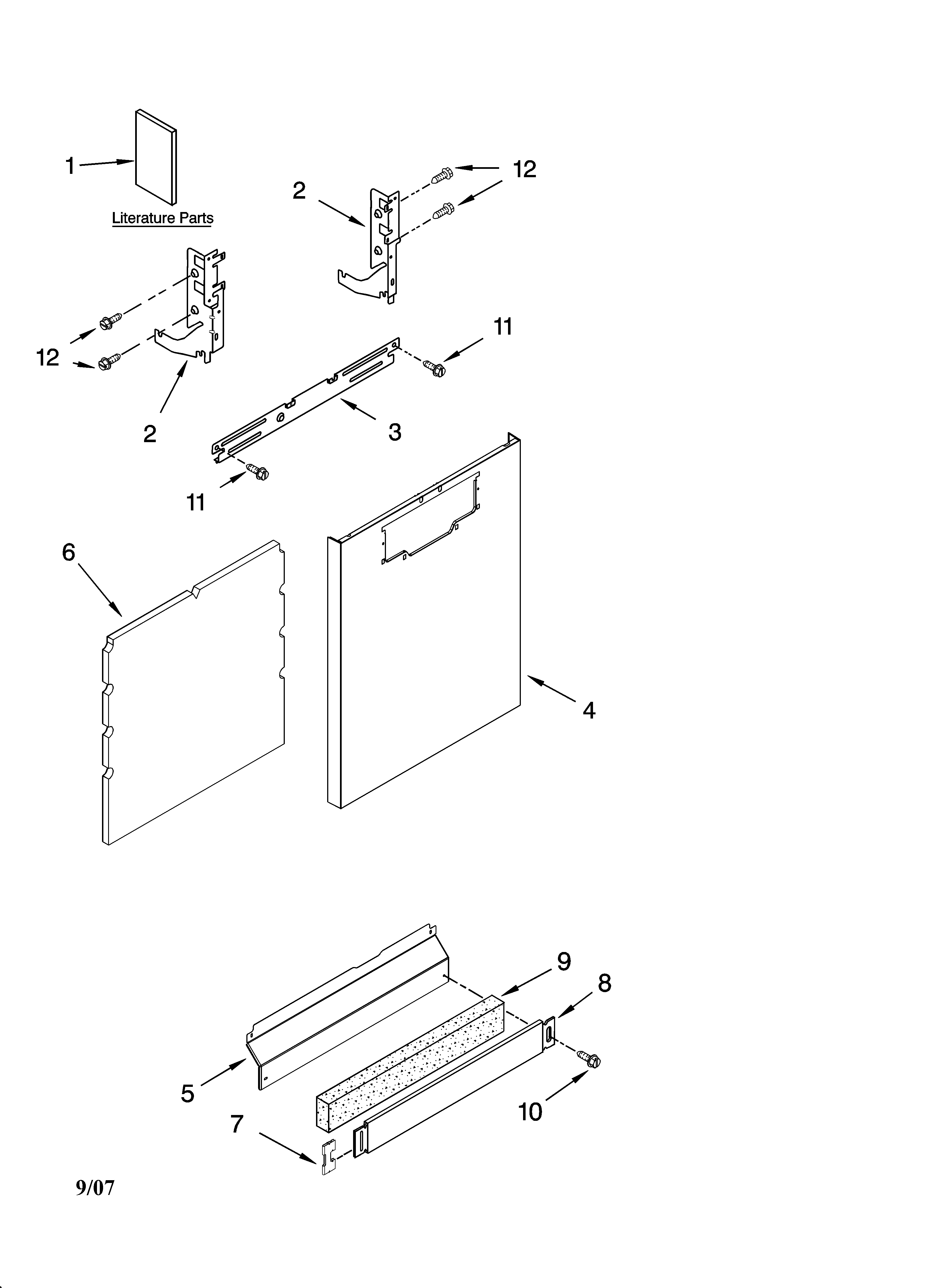 Kenmore Elite 66513785K603 door and panel parts diagram