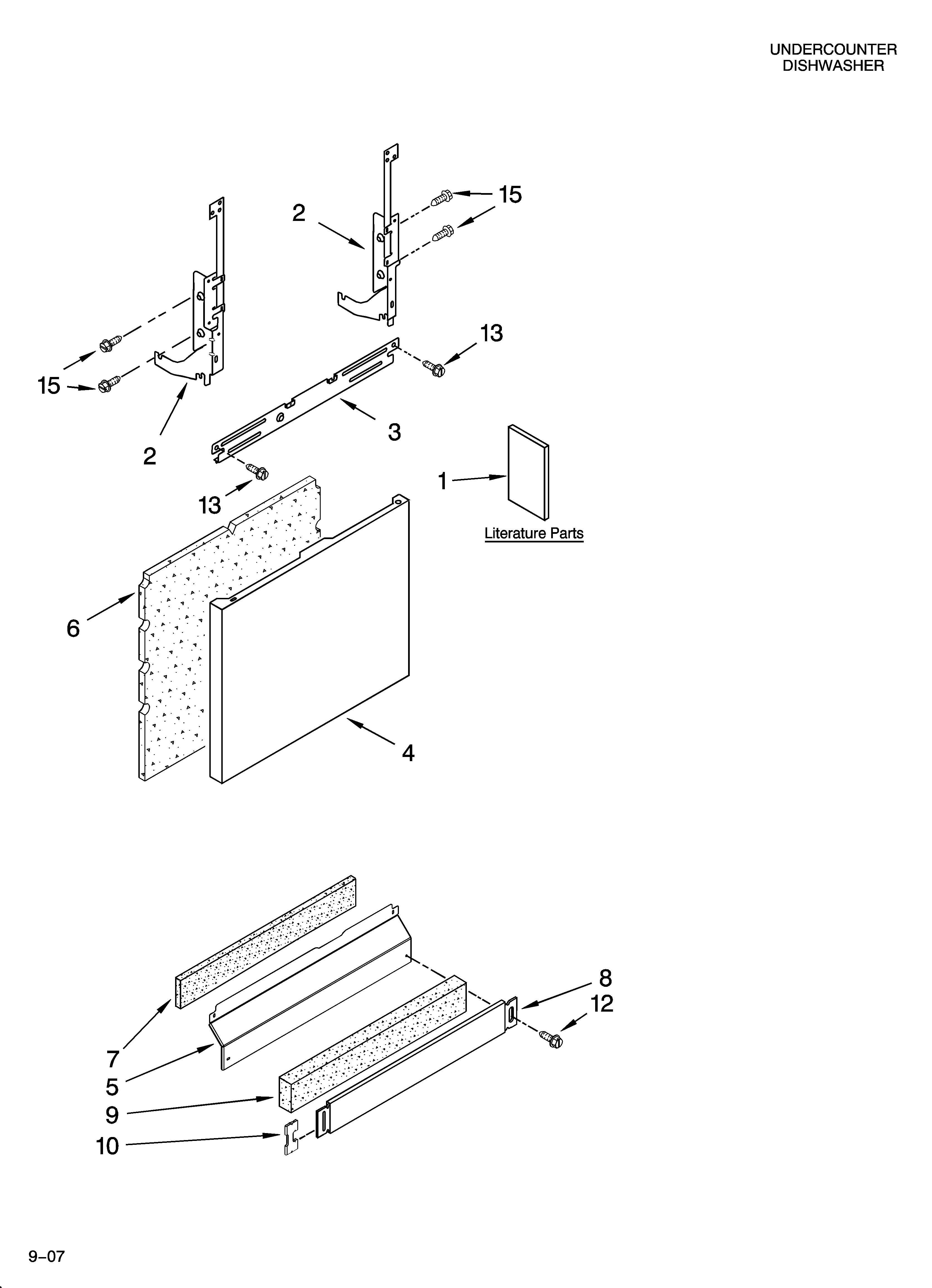 Kenmore Elite 66576965K603 door and panel parts diagram