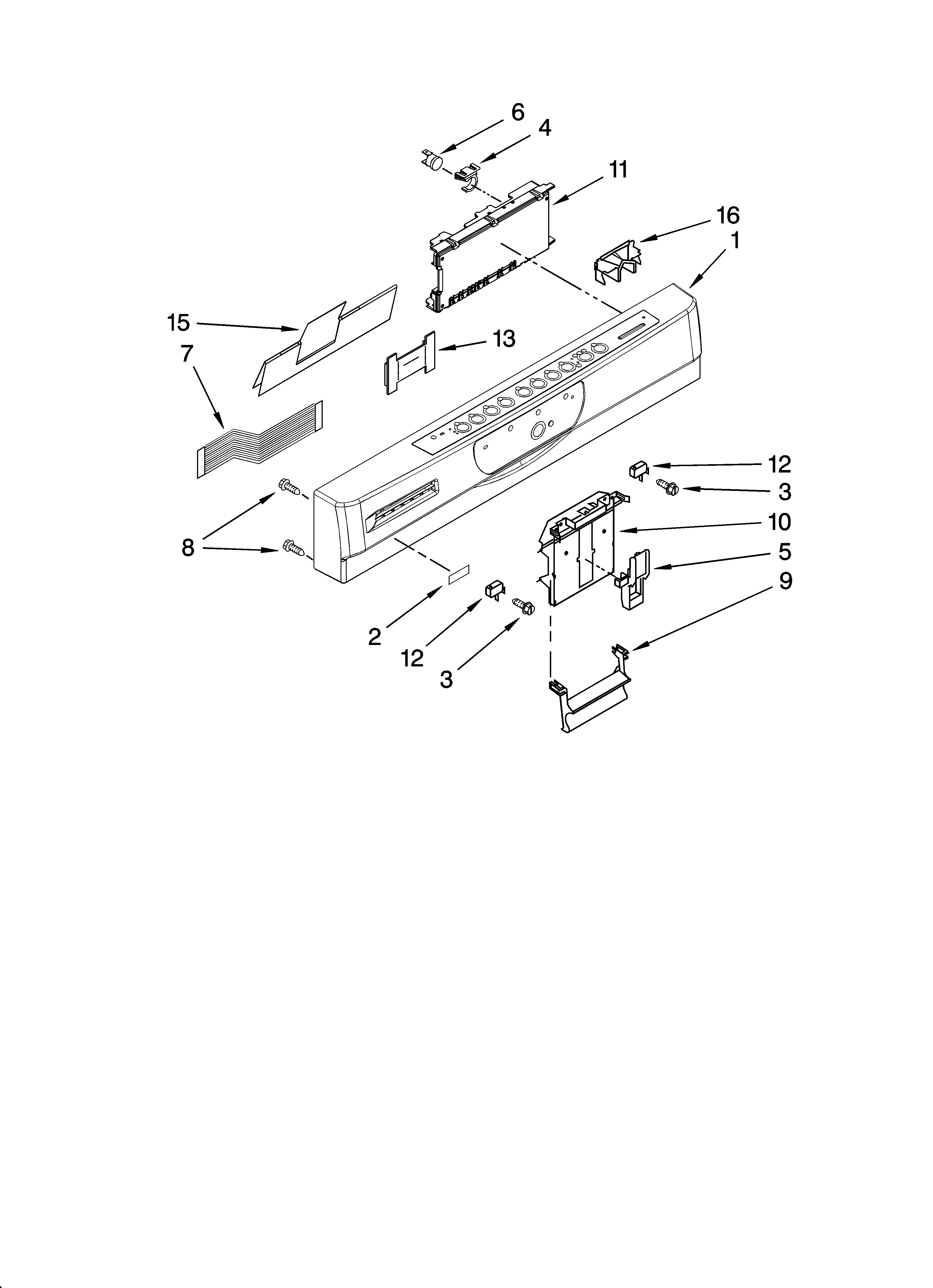 Kenmore Elite 66576965K603 control panel parts diagram