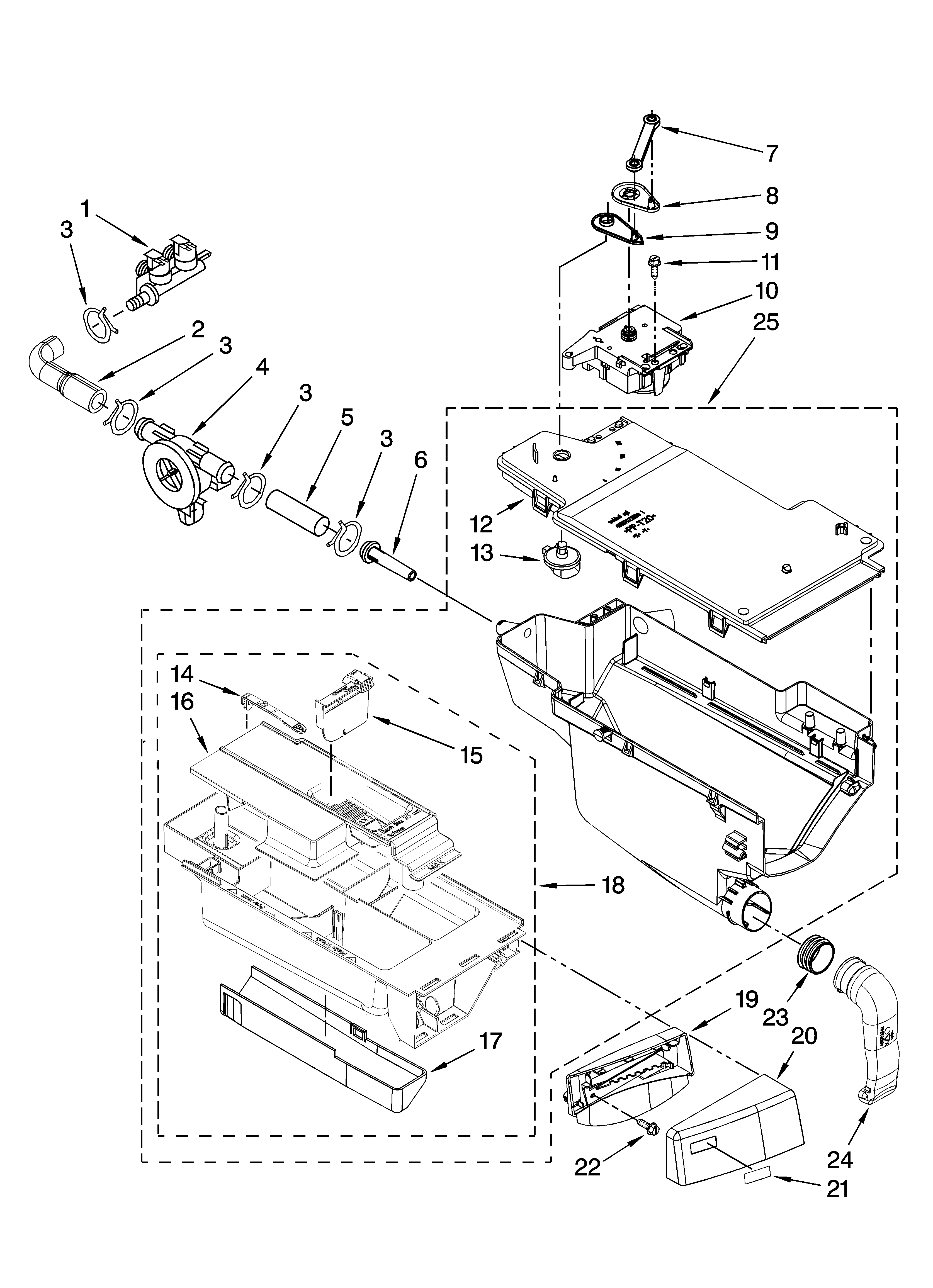 Kenmore Elite 11047091601 dispenser parts diagram
