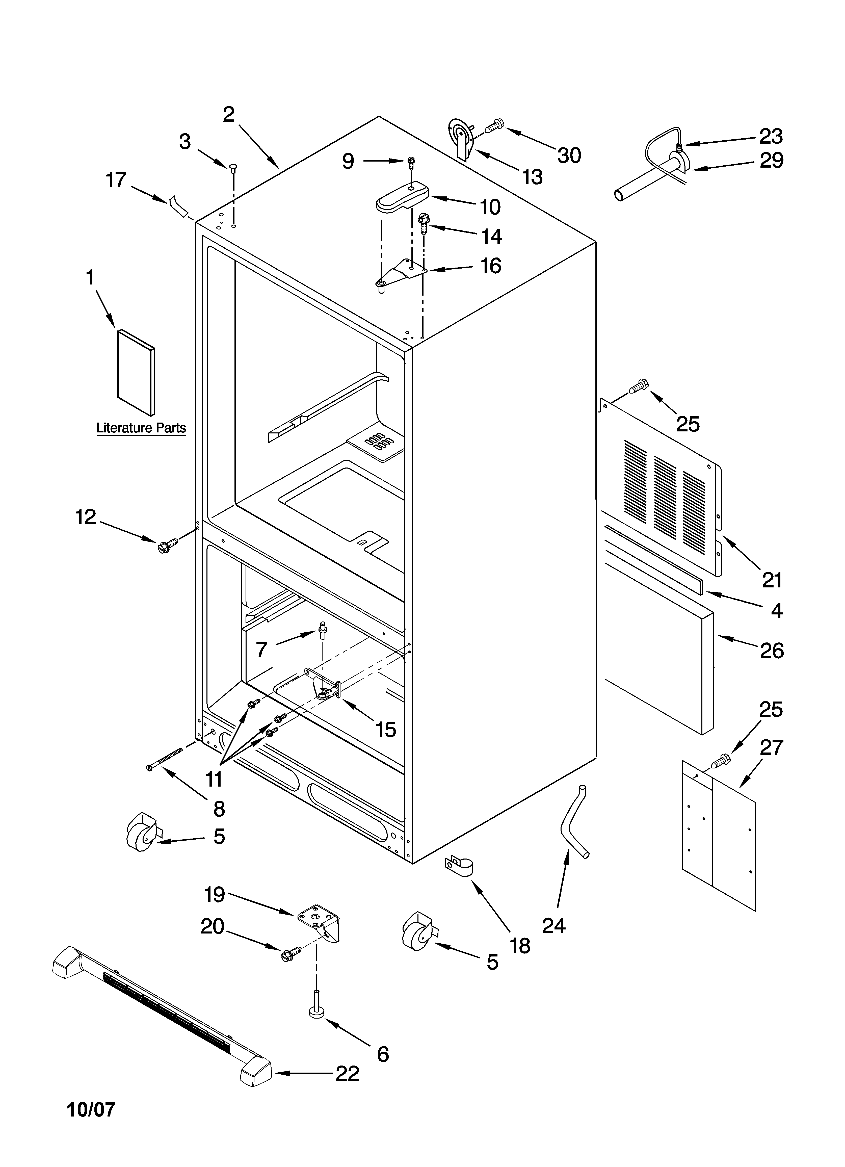 Kenmore Elite 59676254701 cabinet parts diagram