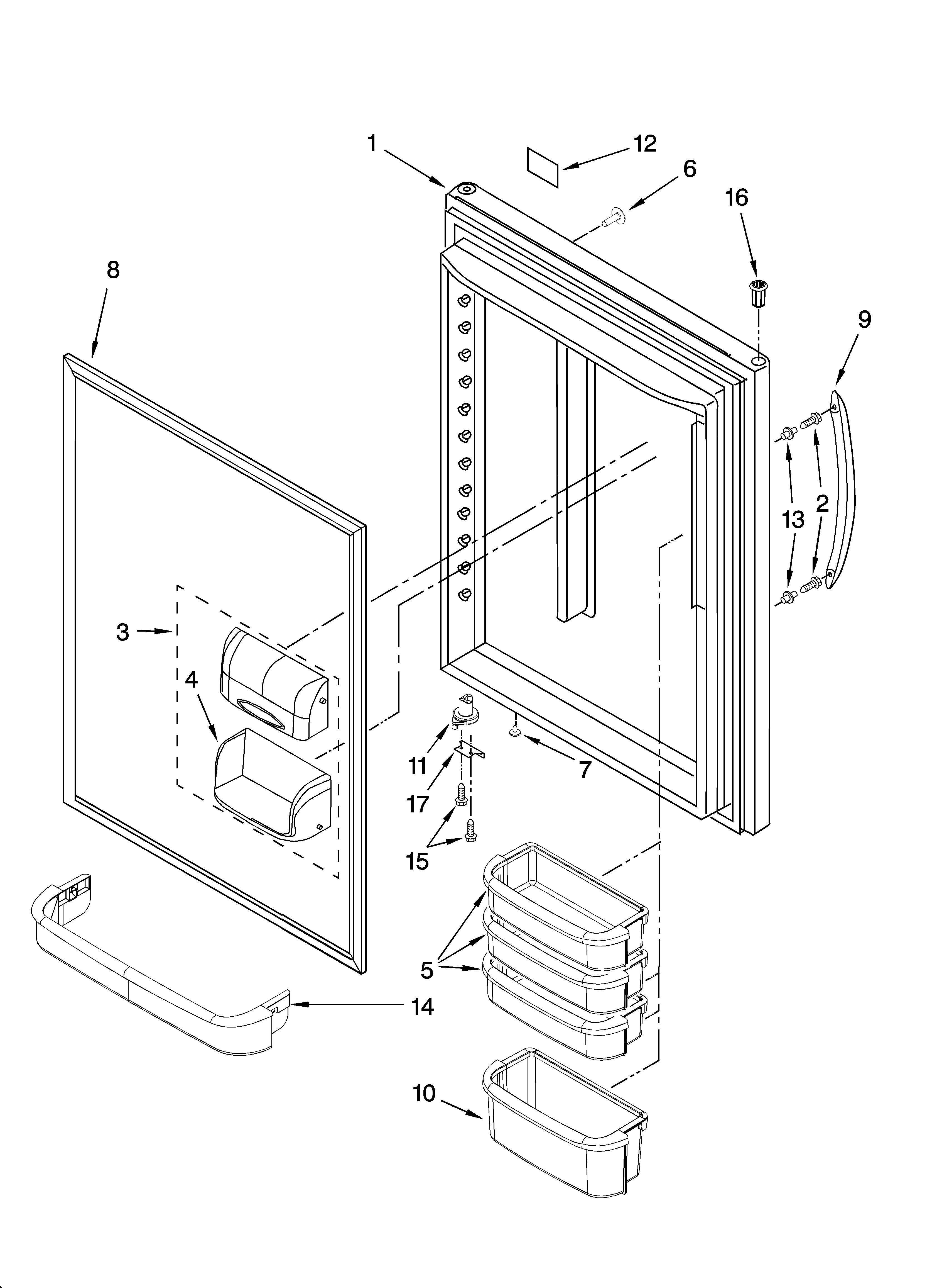 Kenmore Elite 59676254701 refrigerator door parts diagram