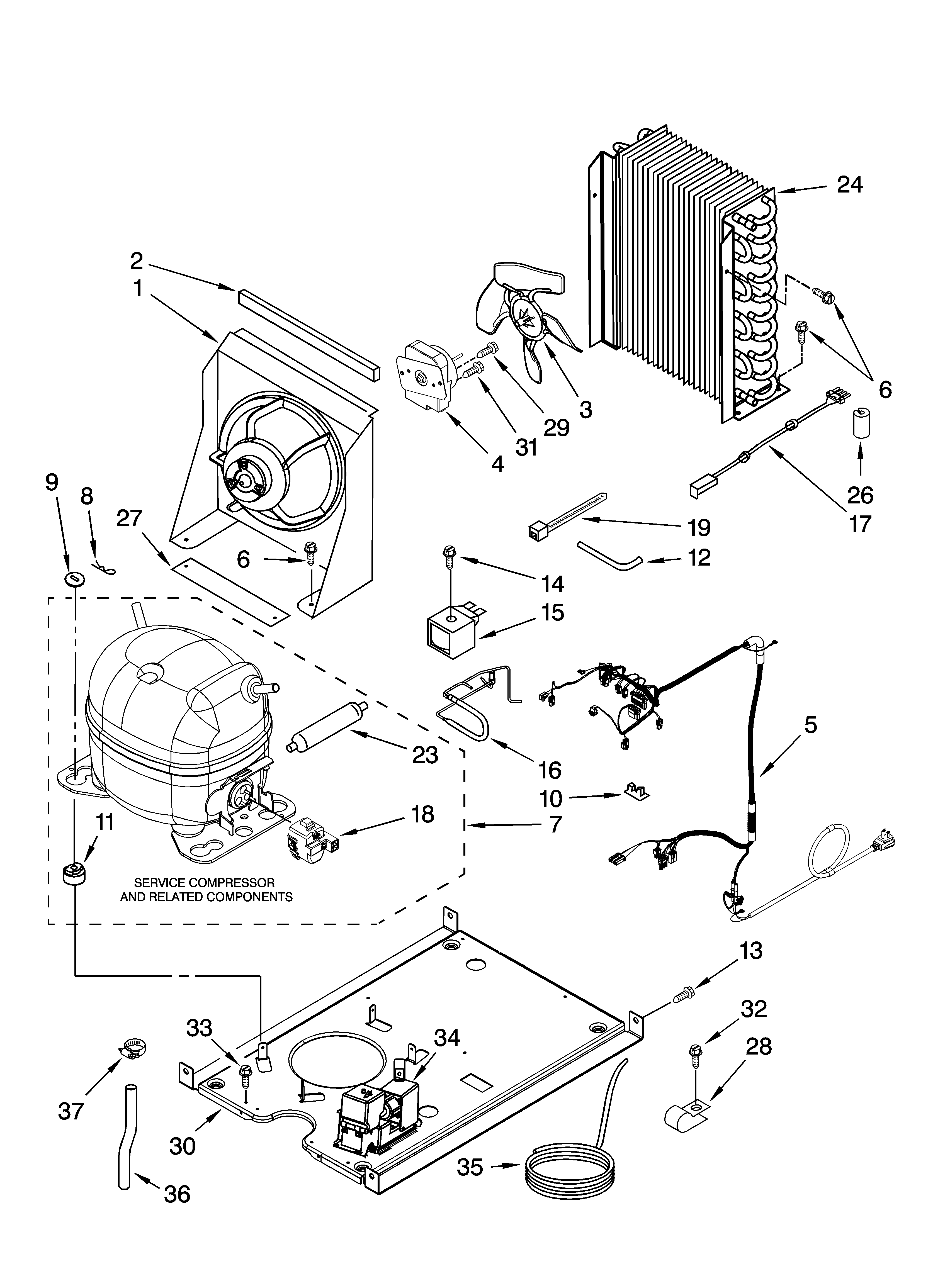 Kenmore 10689583701 unit parts, optional parts (not included) diagram