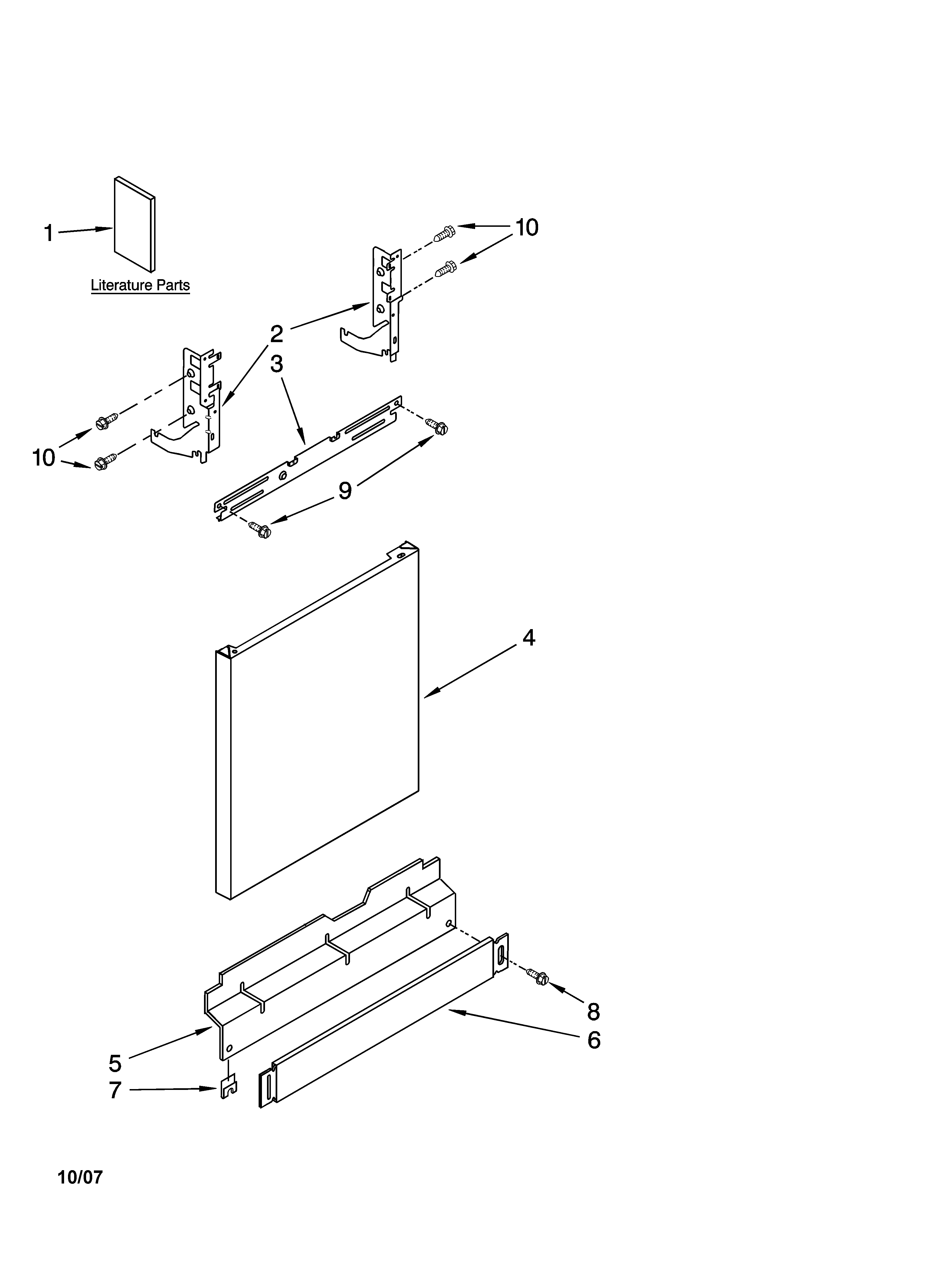 Kenmore Elite 66513122K701 door and panel parts diagram