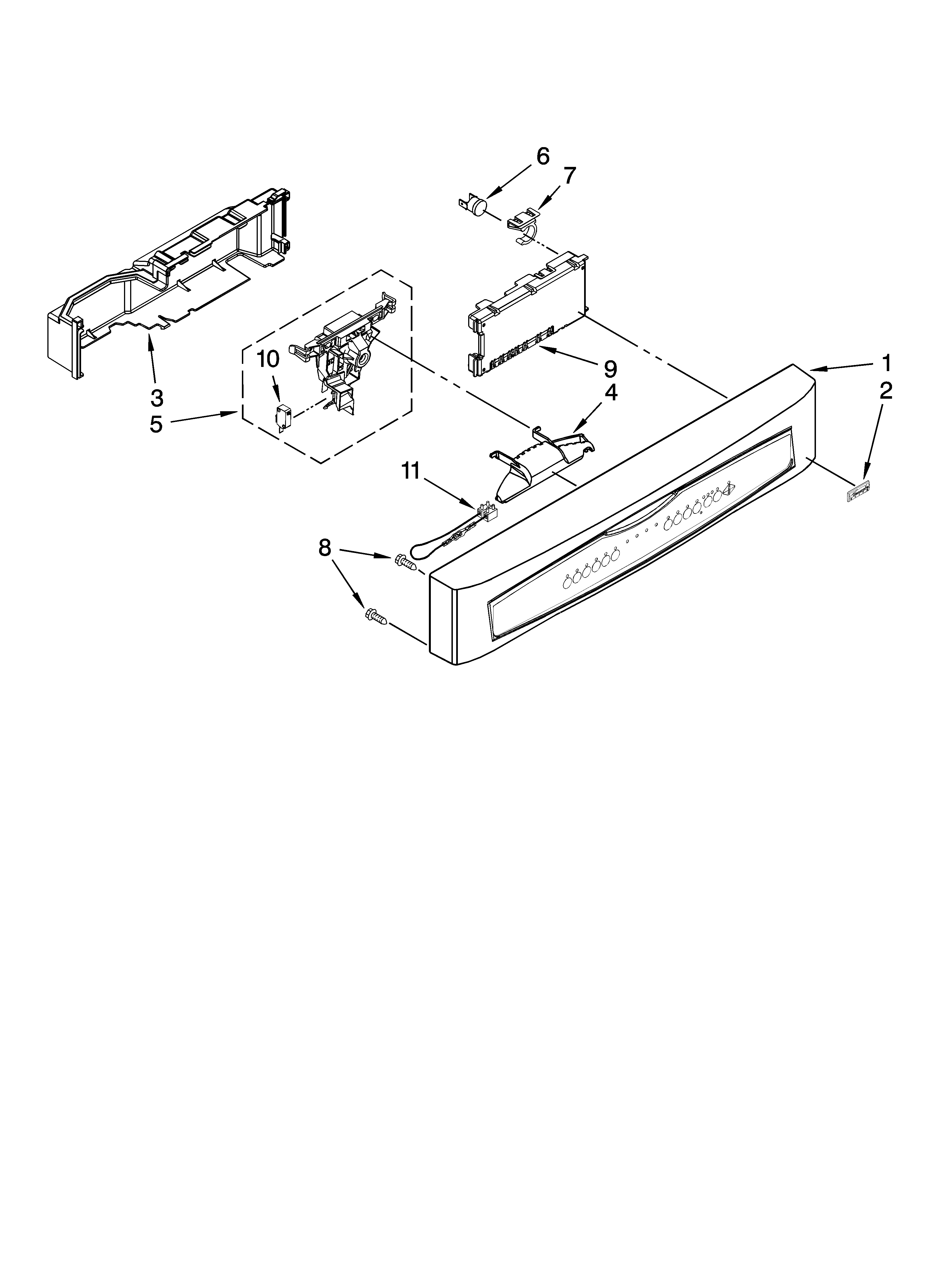 Kenmore Elite 66513122K701 control panel parts diagram