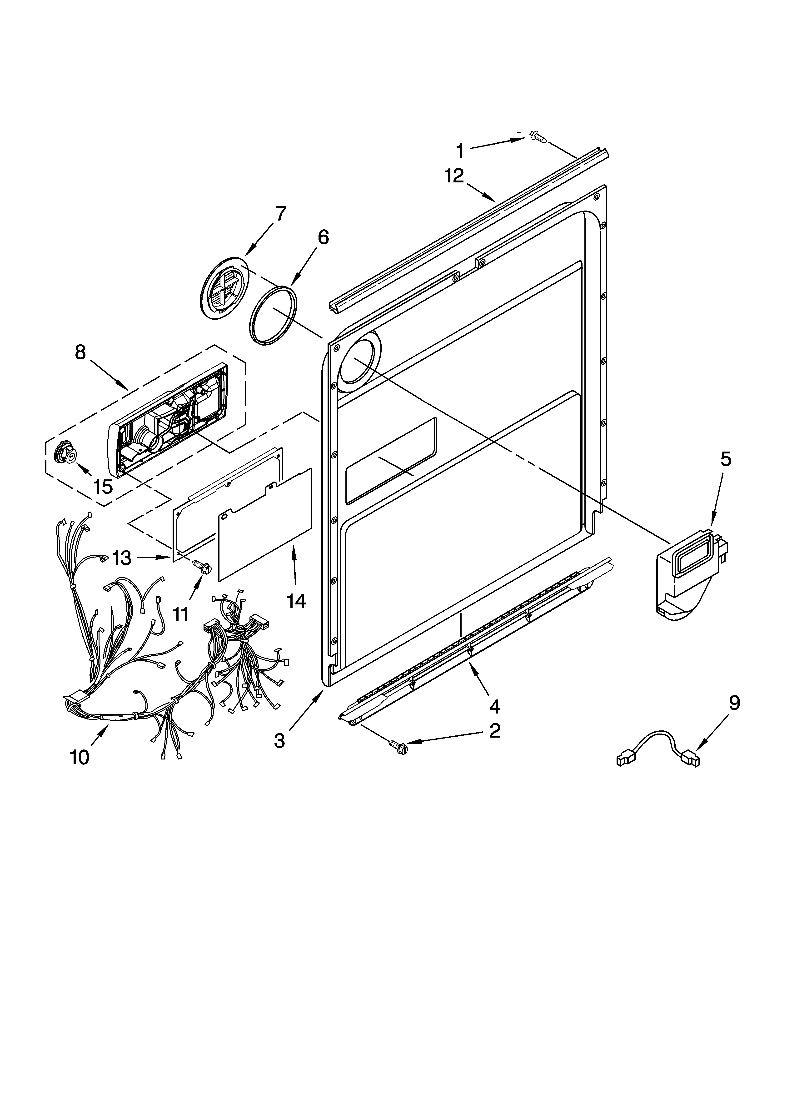 Kenmore Elite 66513133K700 door and latch parts diagram