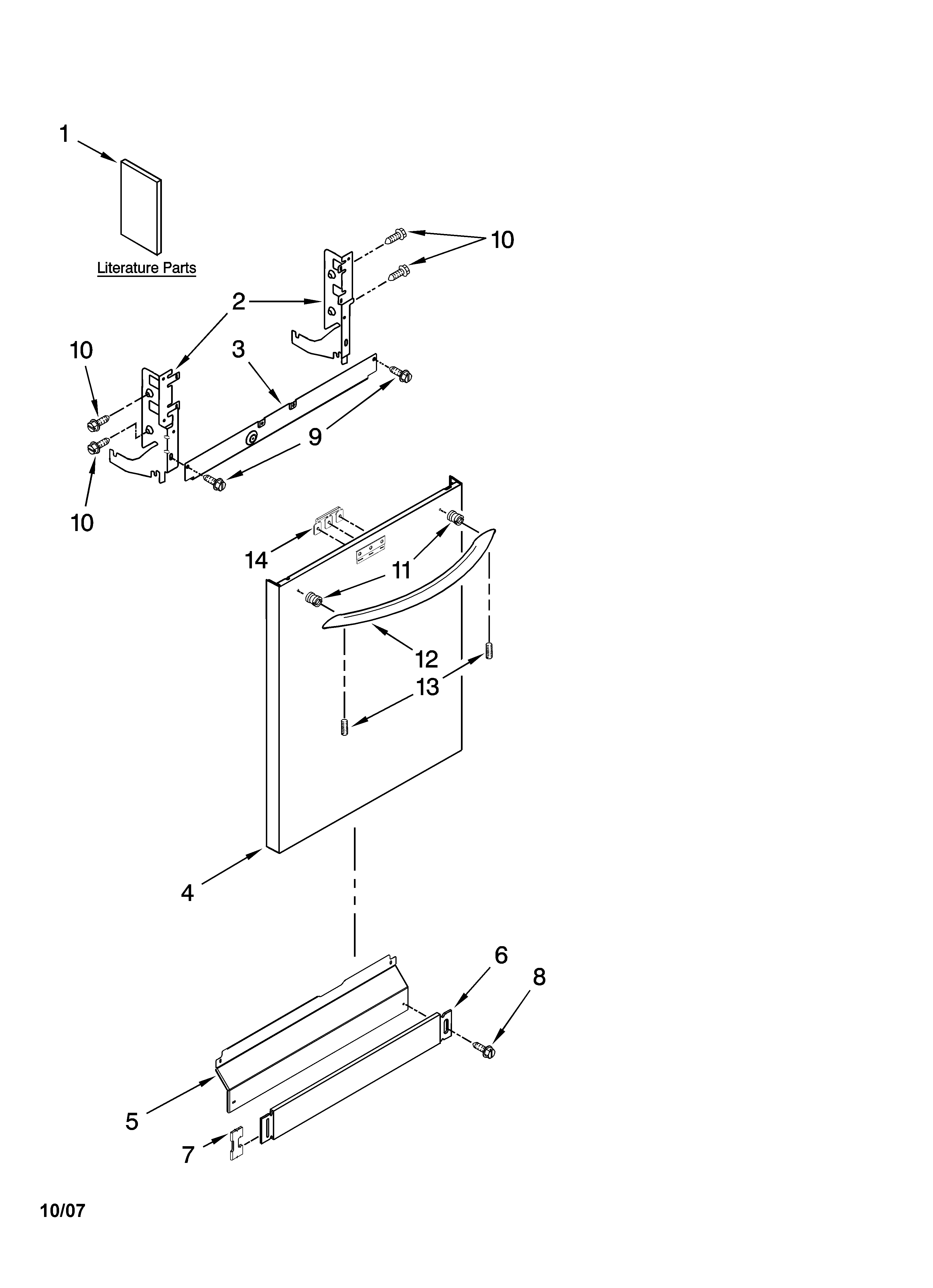Kenmore Elite 66513139K701 door and panel parts diagram