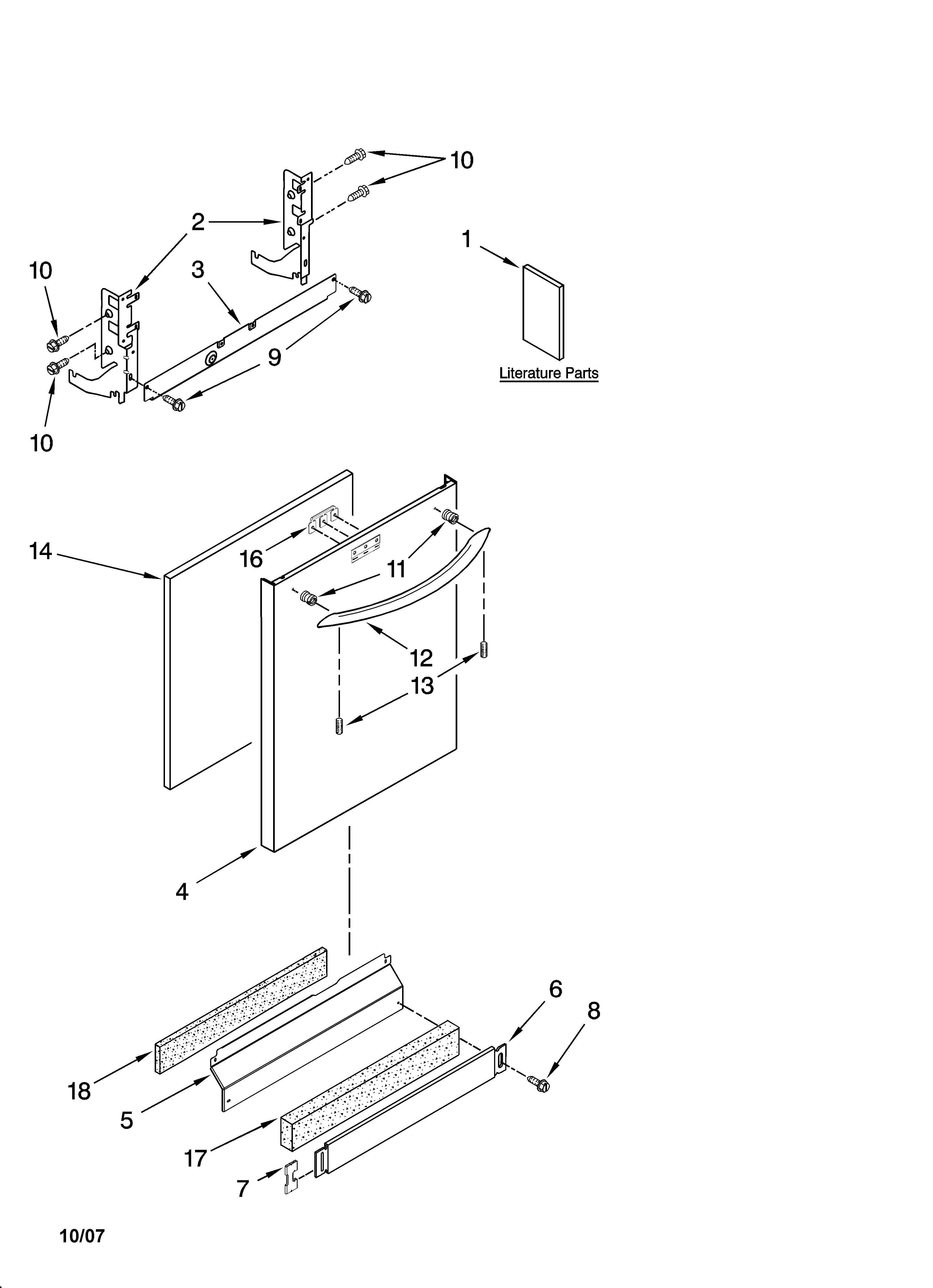 Kenmore Elite 66513159K700 door and panel parts diagram
