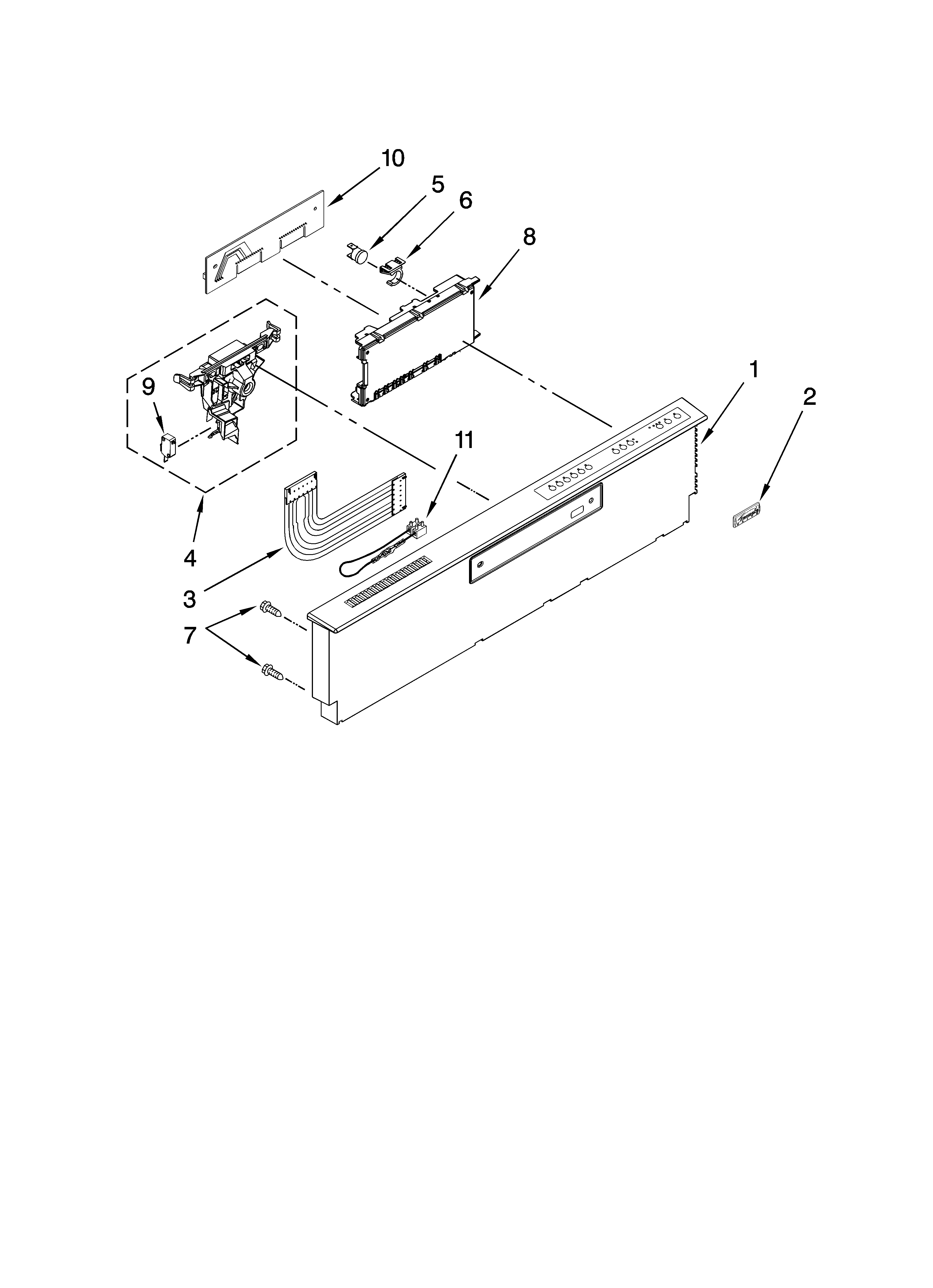 Kenmore Elite 66513159K700 control panel parts diagram