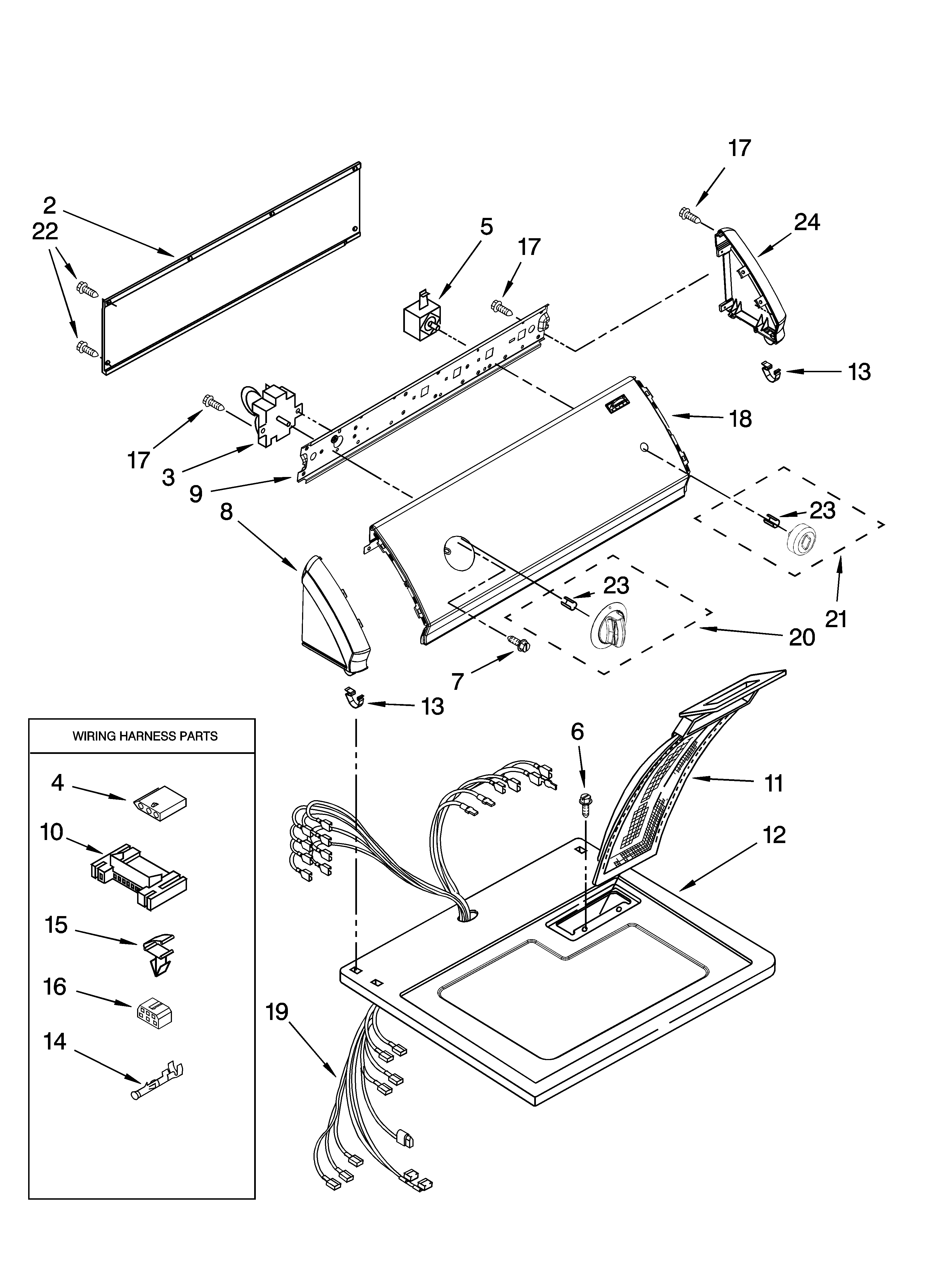 Kenmore 11068402700 top and console parts diagram