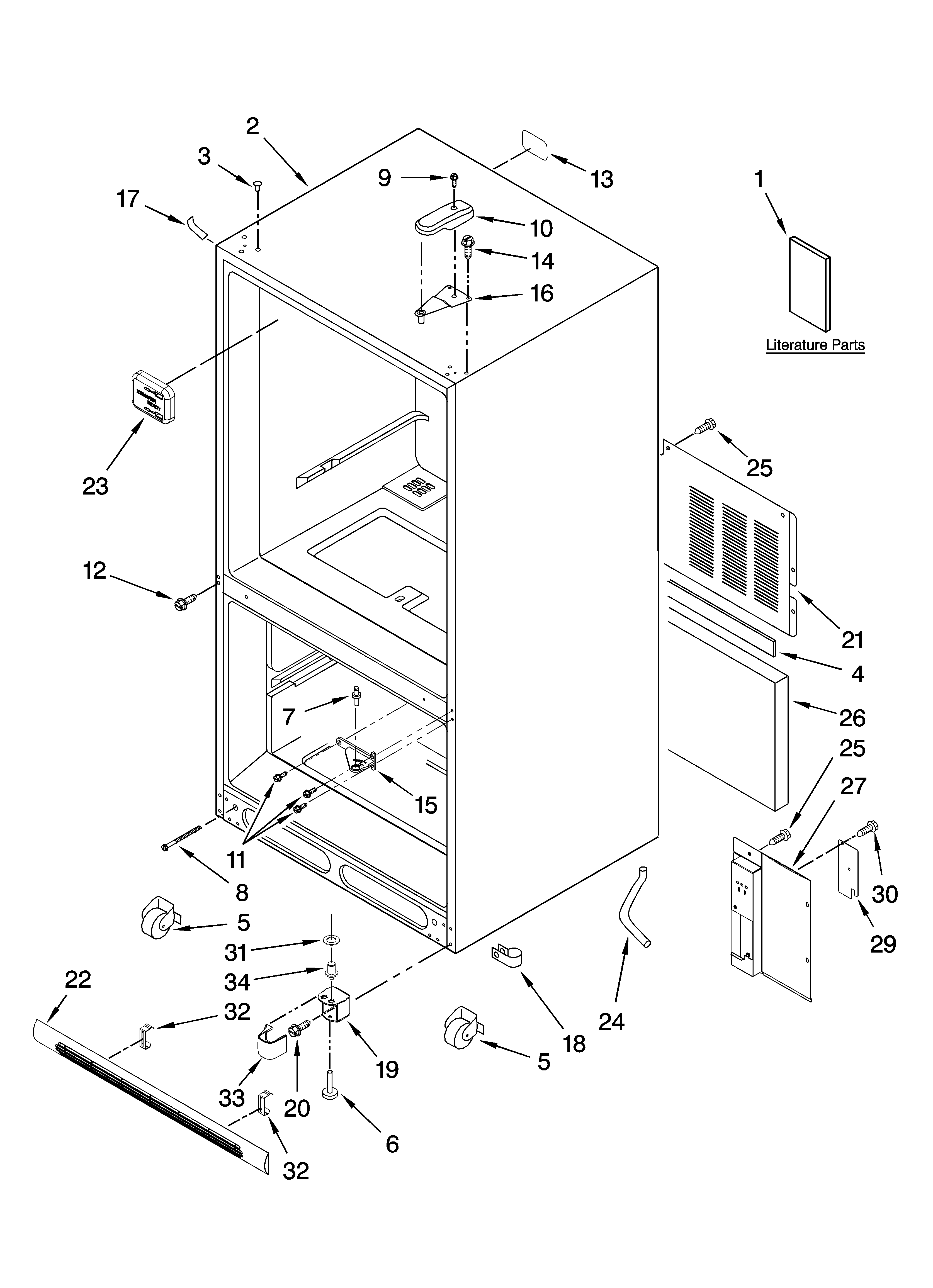 Kenmore 59665269701 cabinet parts diagram