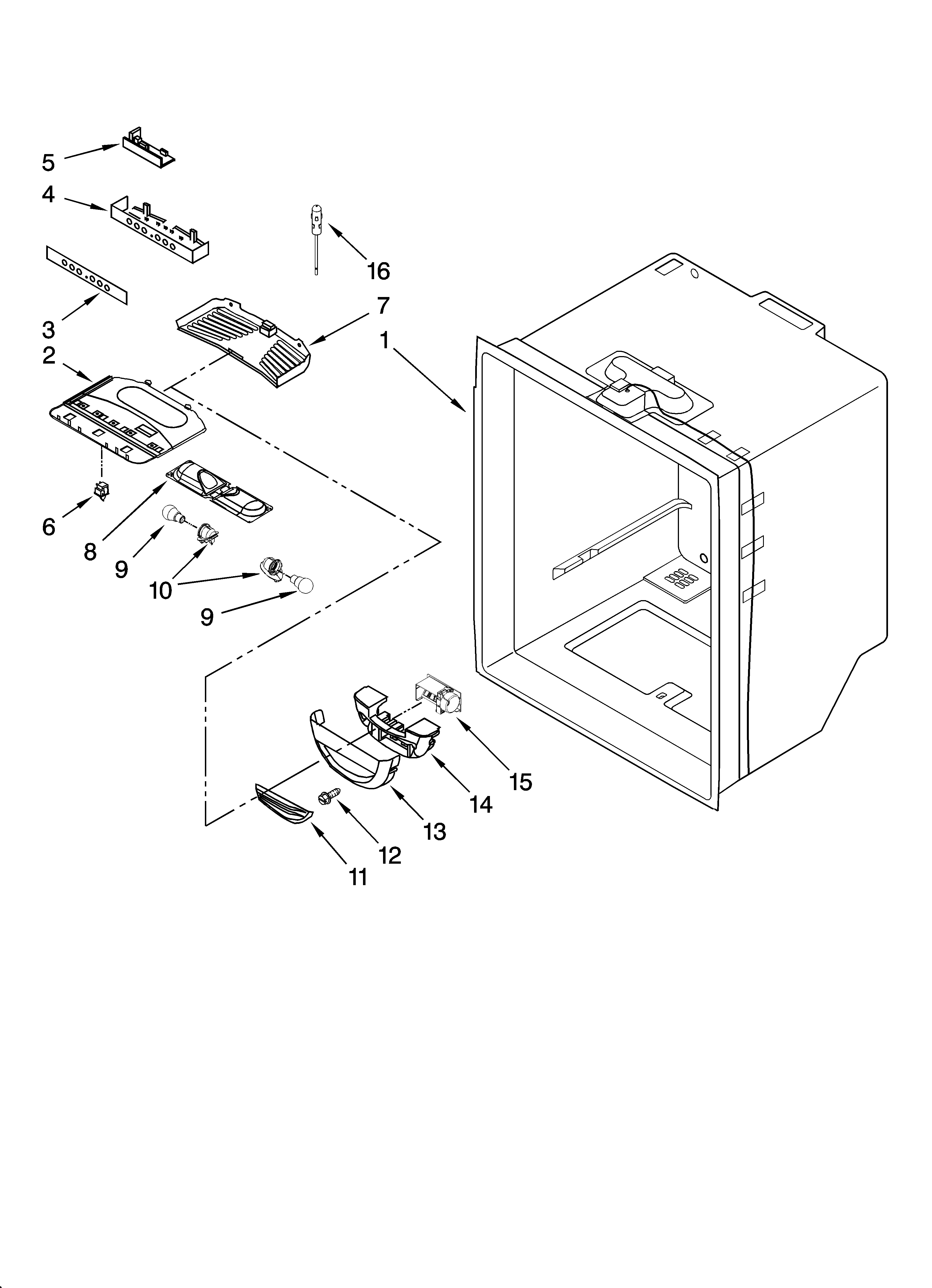 Kenmore 59665269701 refrigerator liner parts diagram