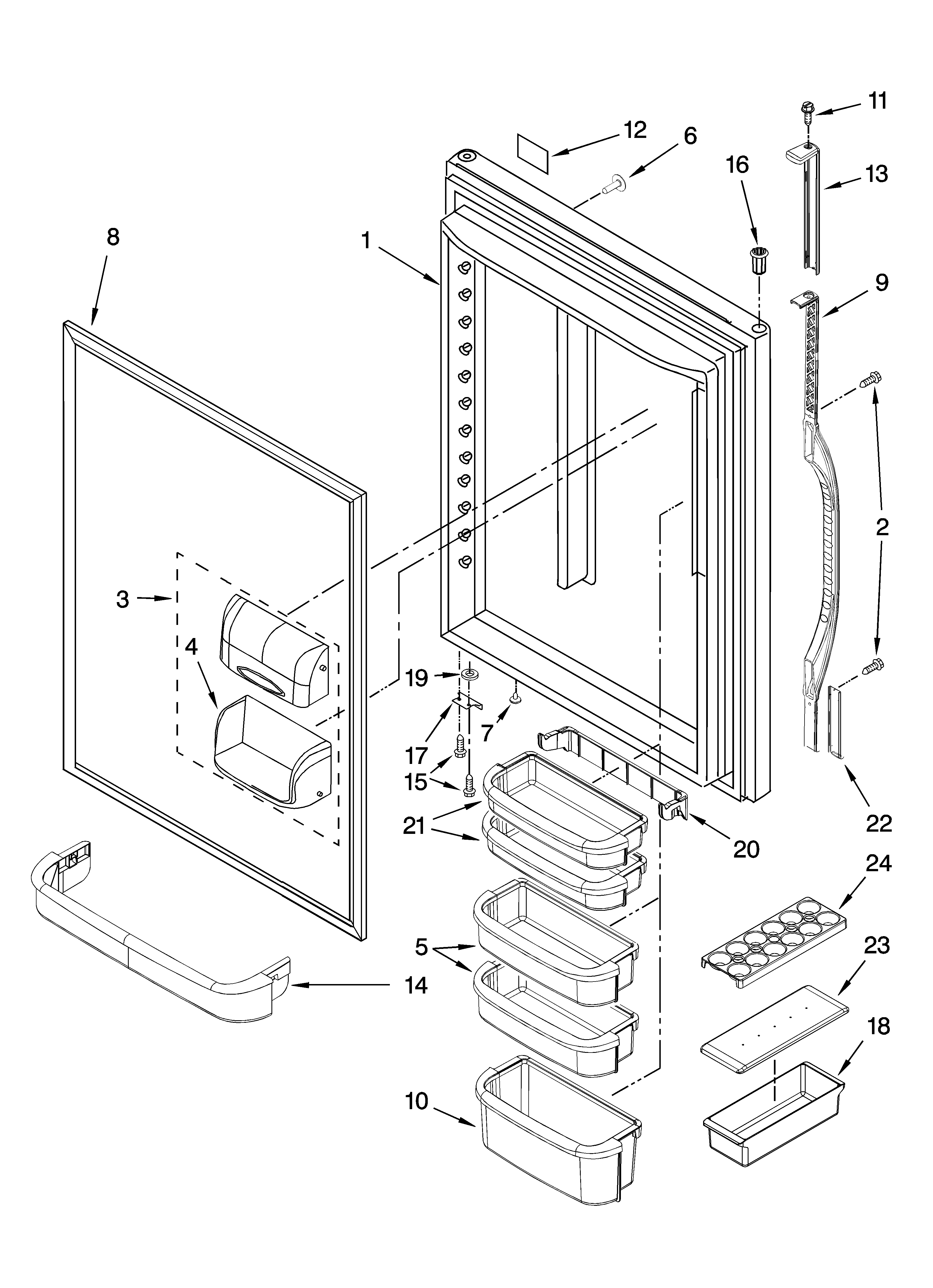 Kenmore 59665269701 refrigerator door parts diagram