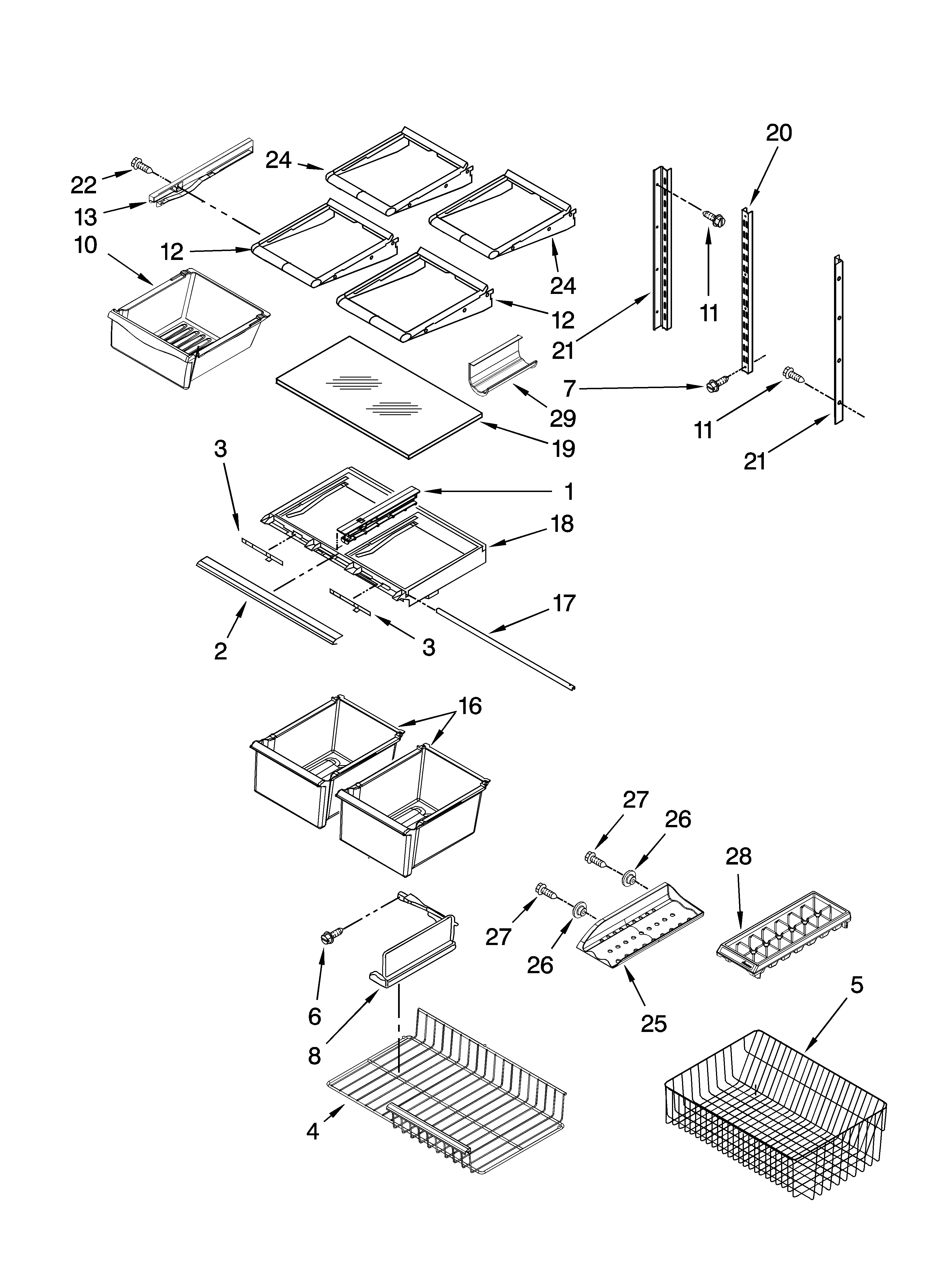Kenmore 59665269701 shelf parts diagram