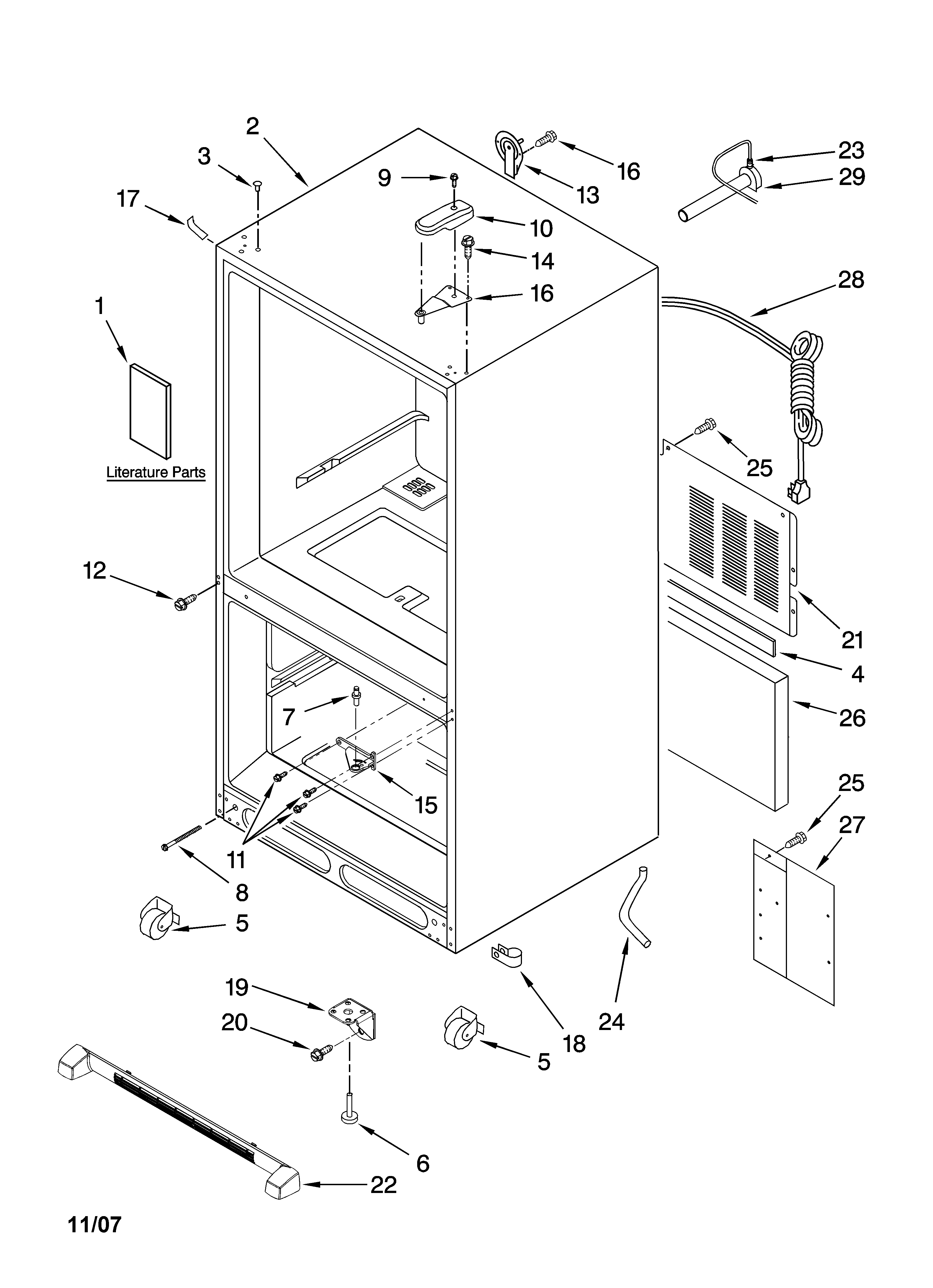 Kenmore Elite 59676054700 cabinet parts diagram