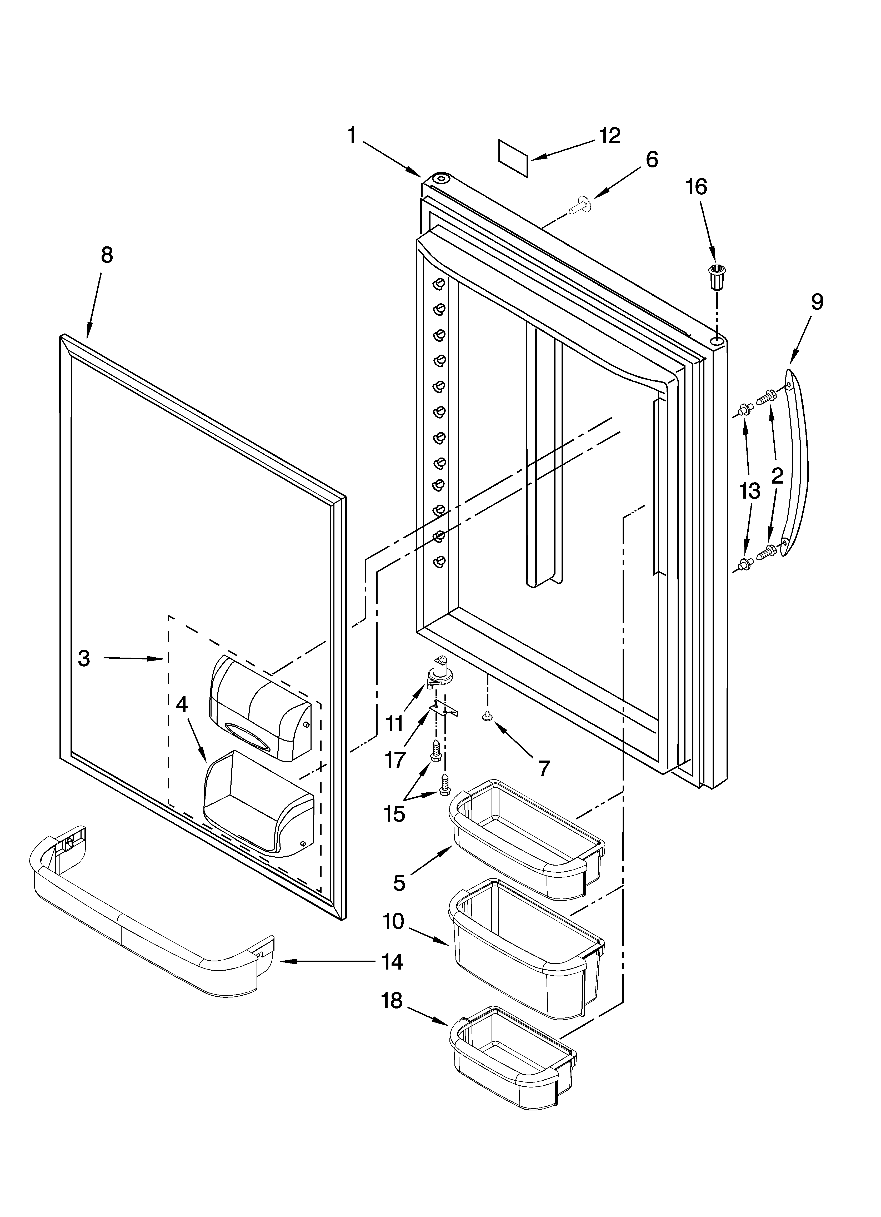 Kenmore Elite 59676054700 refrigerator door parts diagram