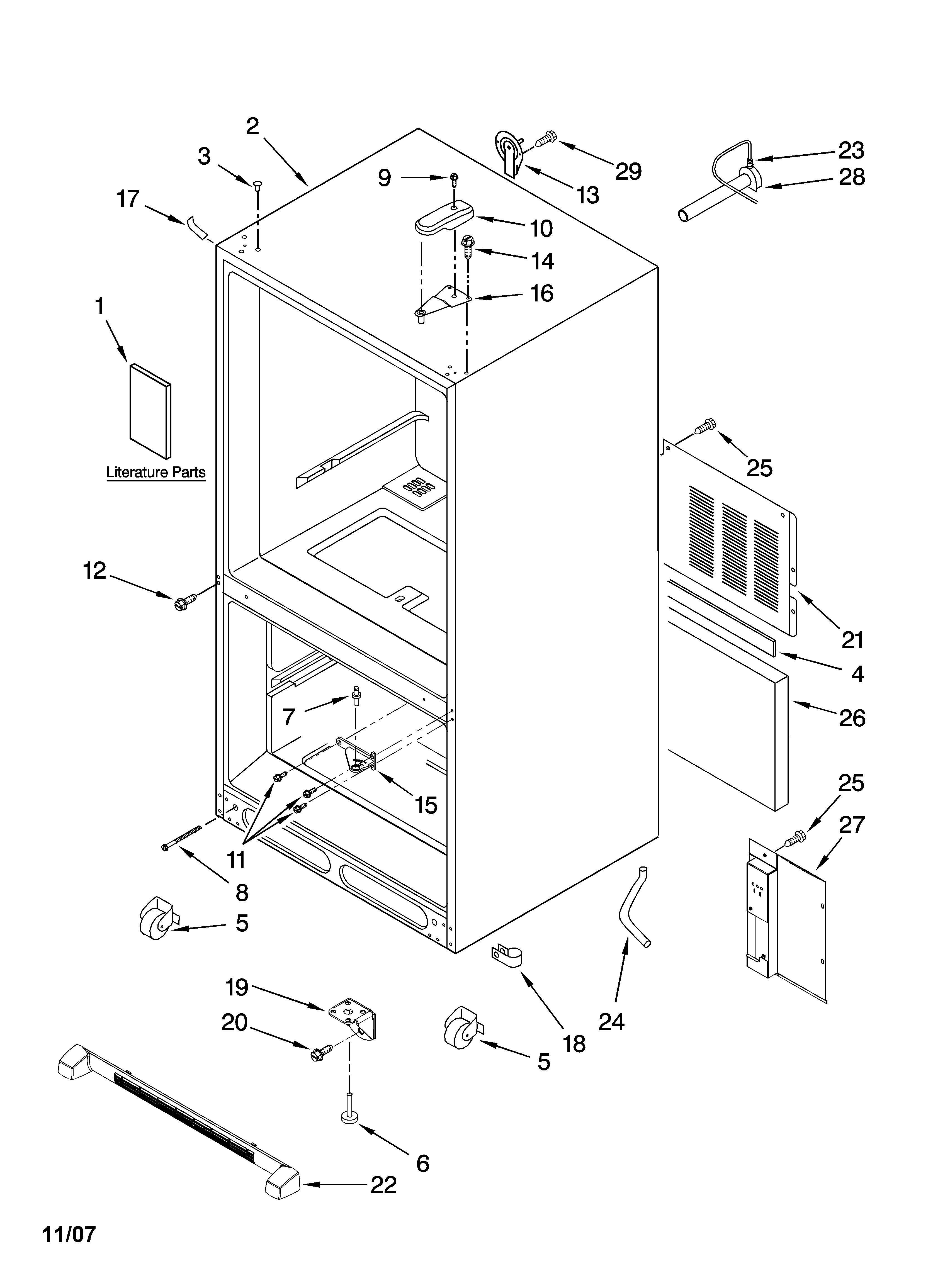 Kenmore Elite 59676064701 cabinet parts diagram