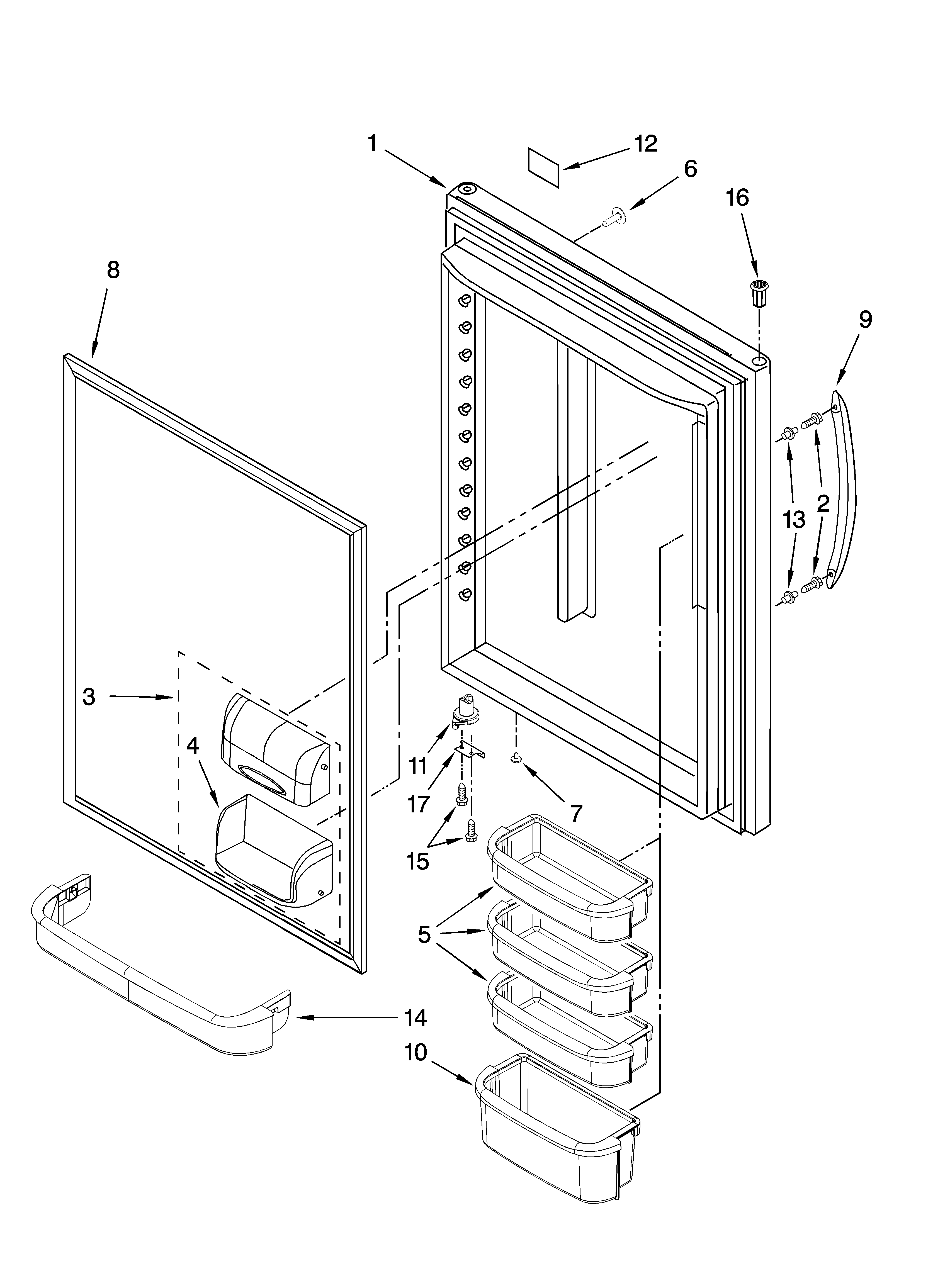 Kenmore Elite 59676262700 refrigerator door parts diagram