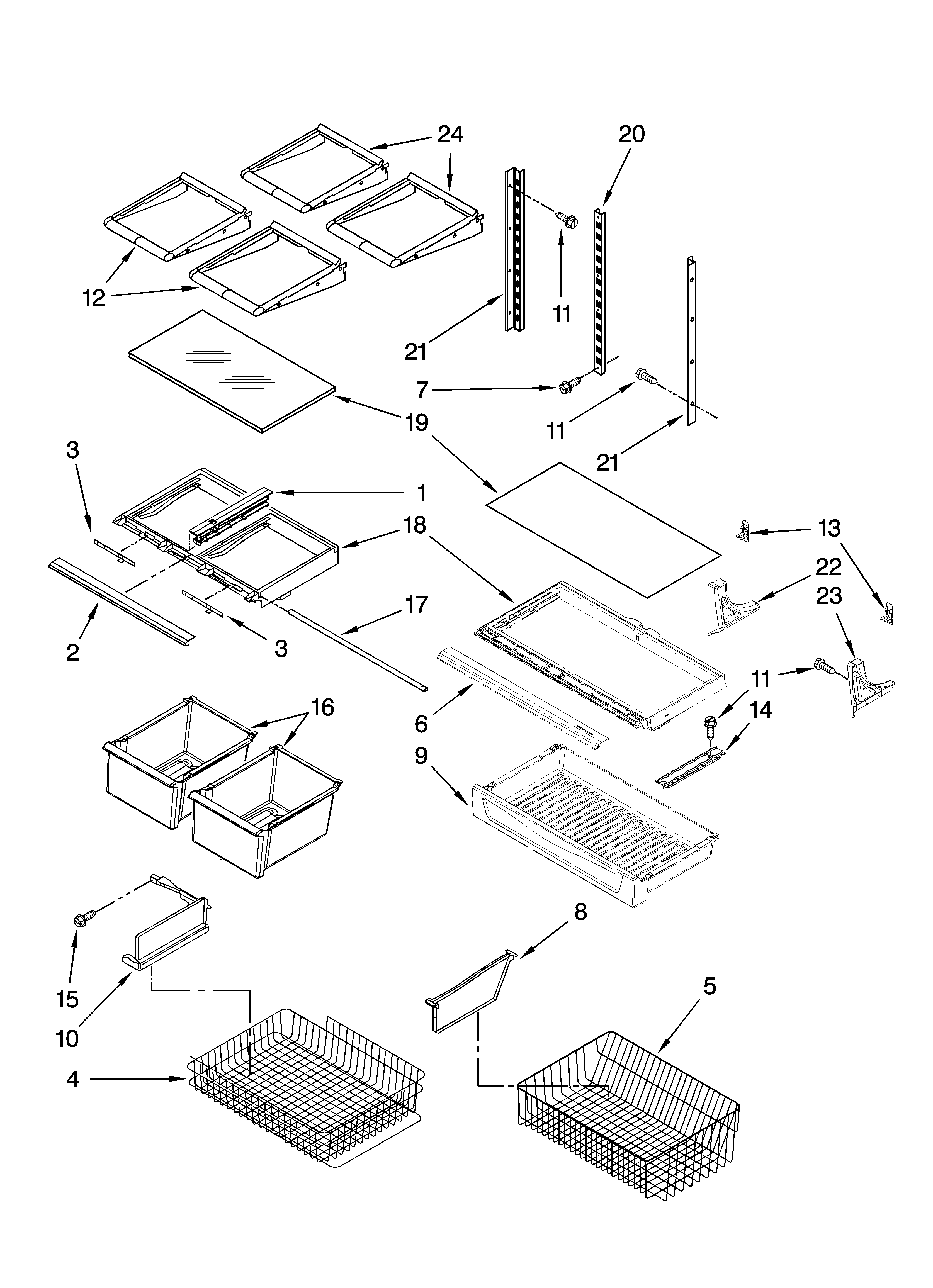Kenmore Elite 59676262700 shelf parts diagram