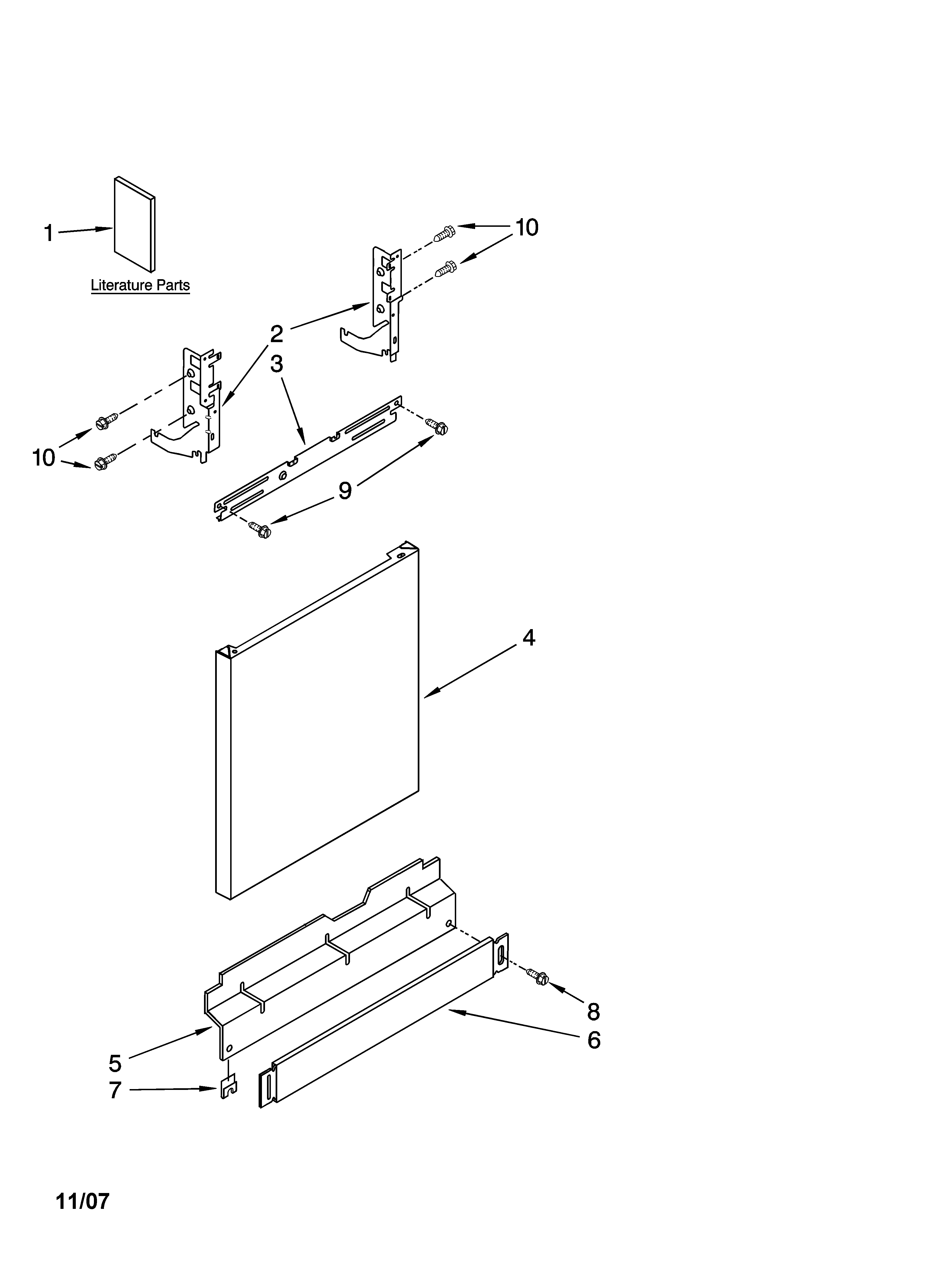 Kenmore Elite 66577969K700 door and panel parts diagram