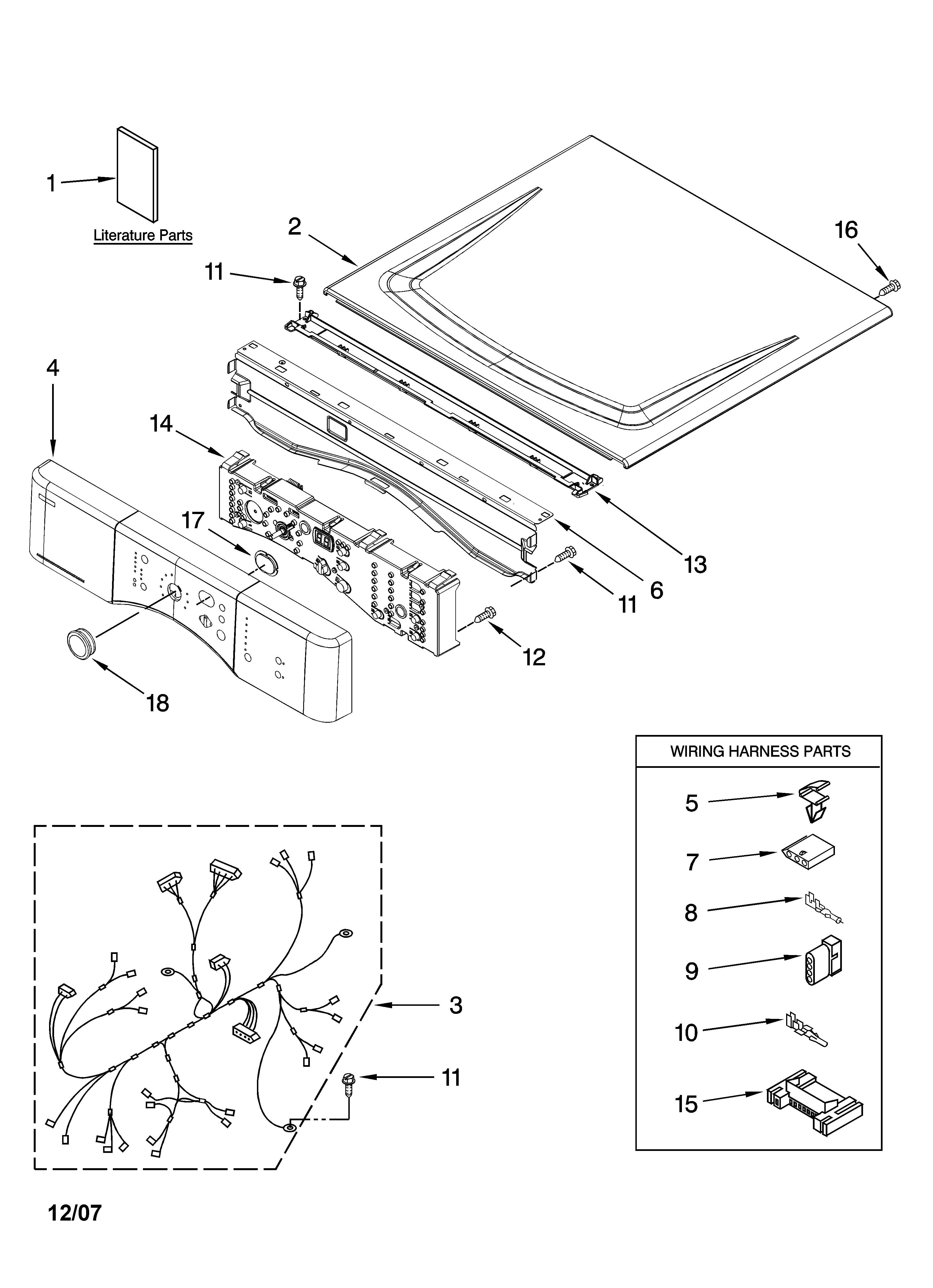 Kenmore 11097567701 top and console parts diagram