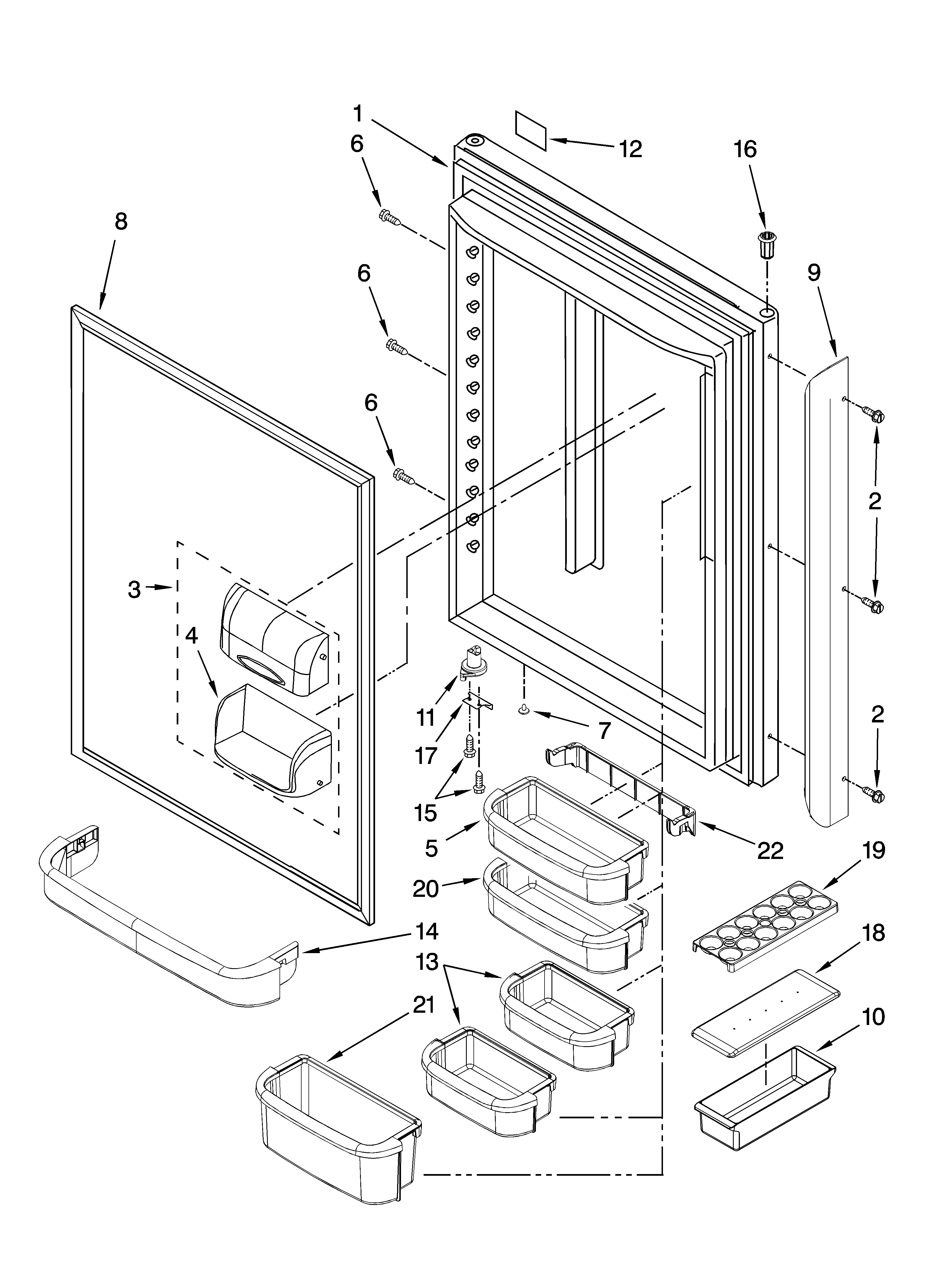 Kenmore 59666032701 refrigerator door parts diagram
