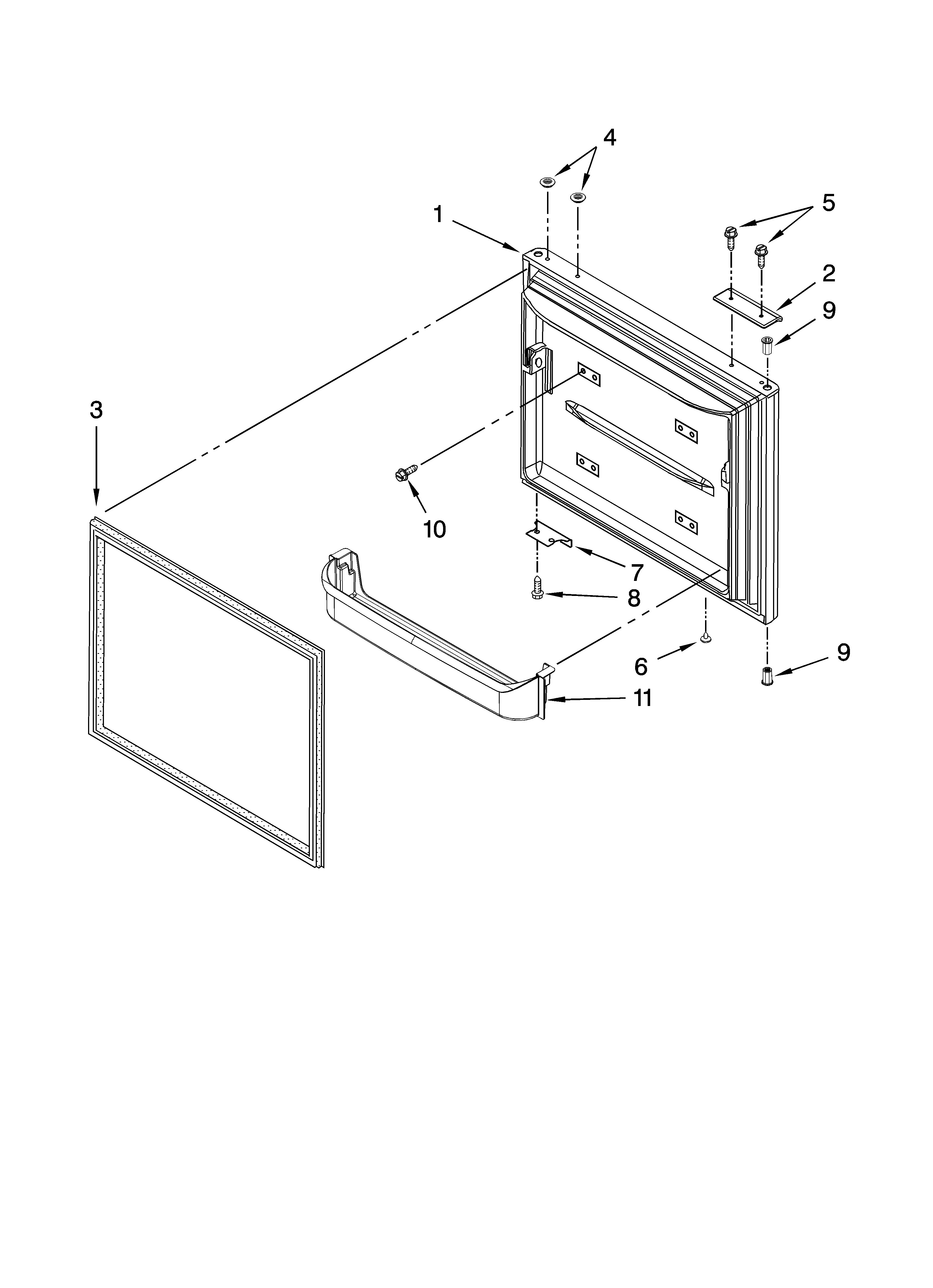 Kenmore 59667942701 freezer door parts diagram