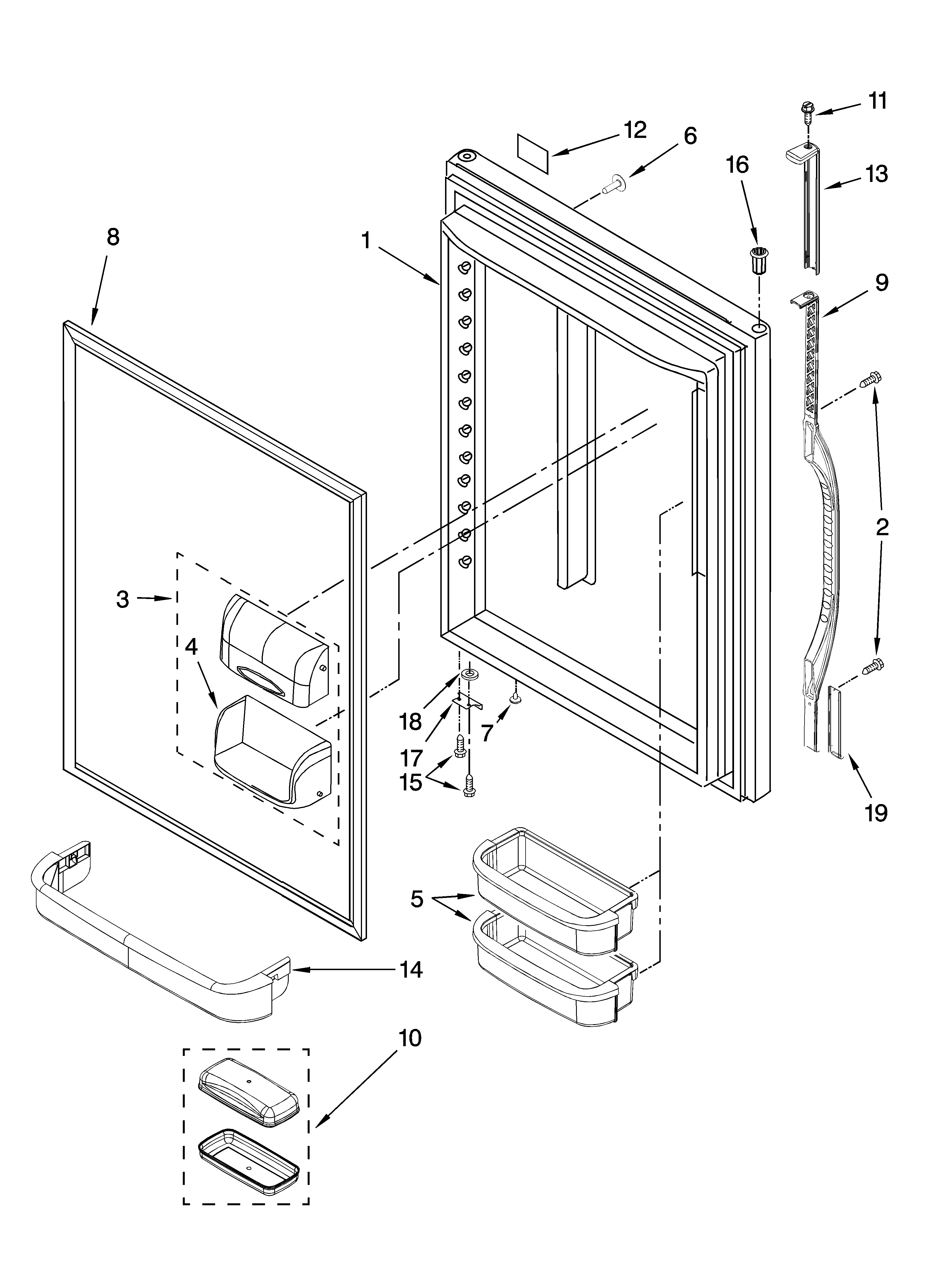 Kenmore 59667942701 refrigerator door parts diagram