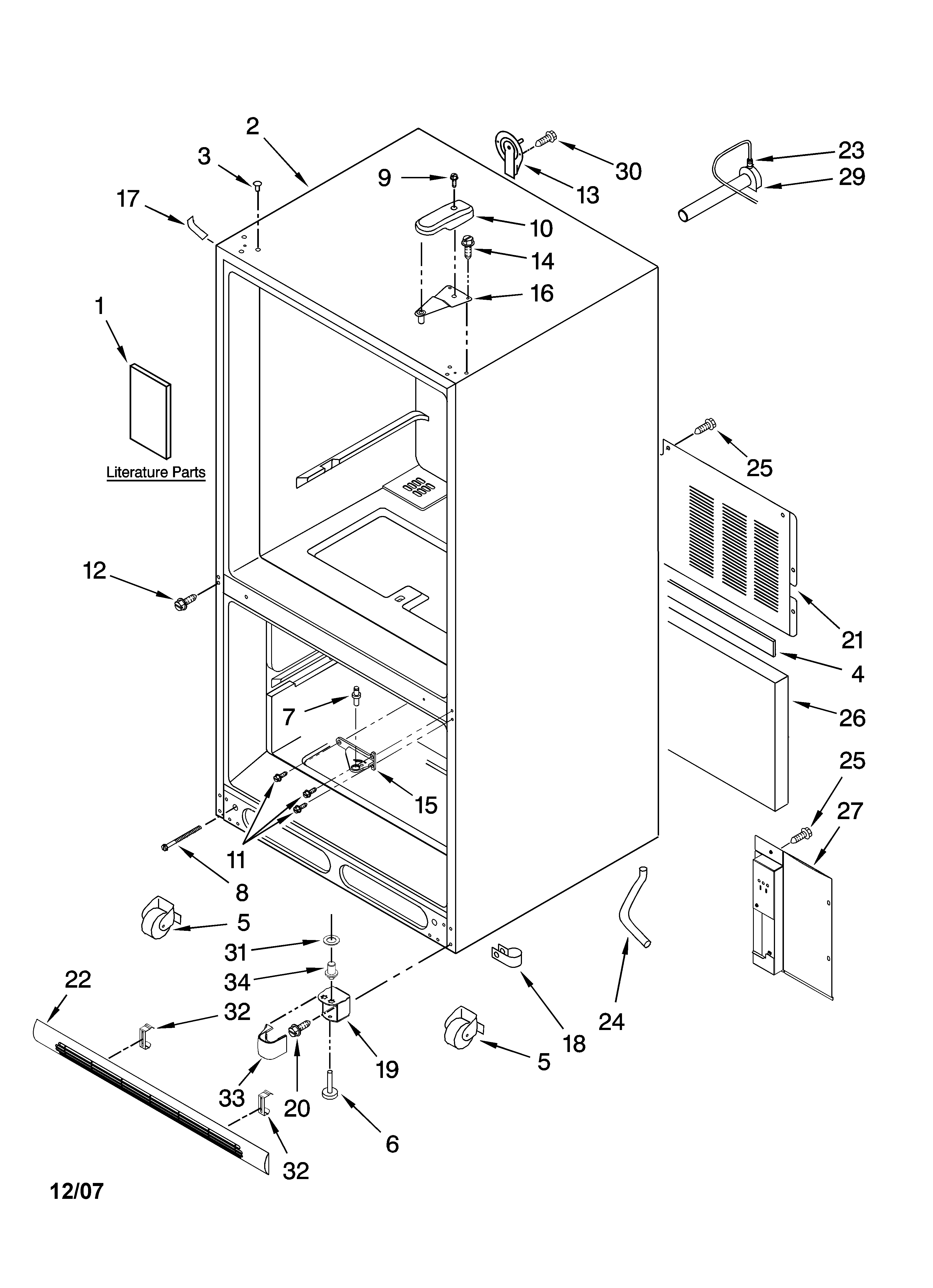 Kenmore 59675962701 cabinet parts diagram